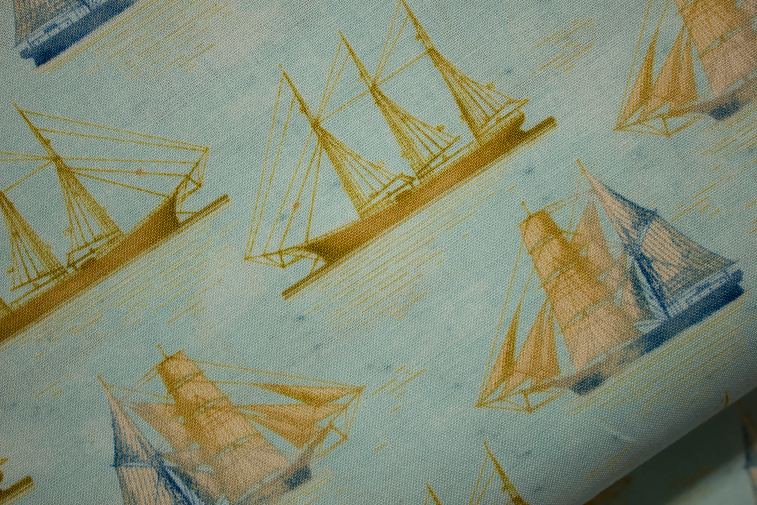 Blue Background Sailing Ships: Tall Ships for Windham Fabrics