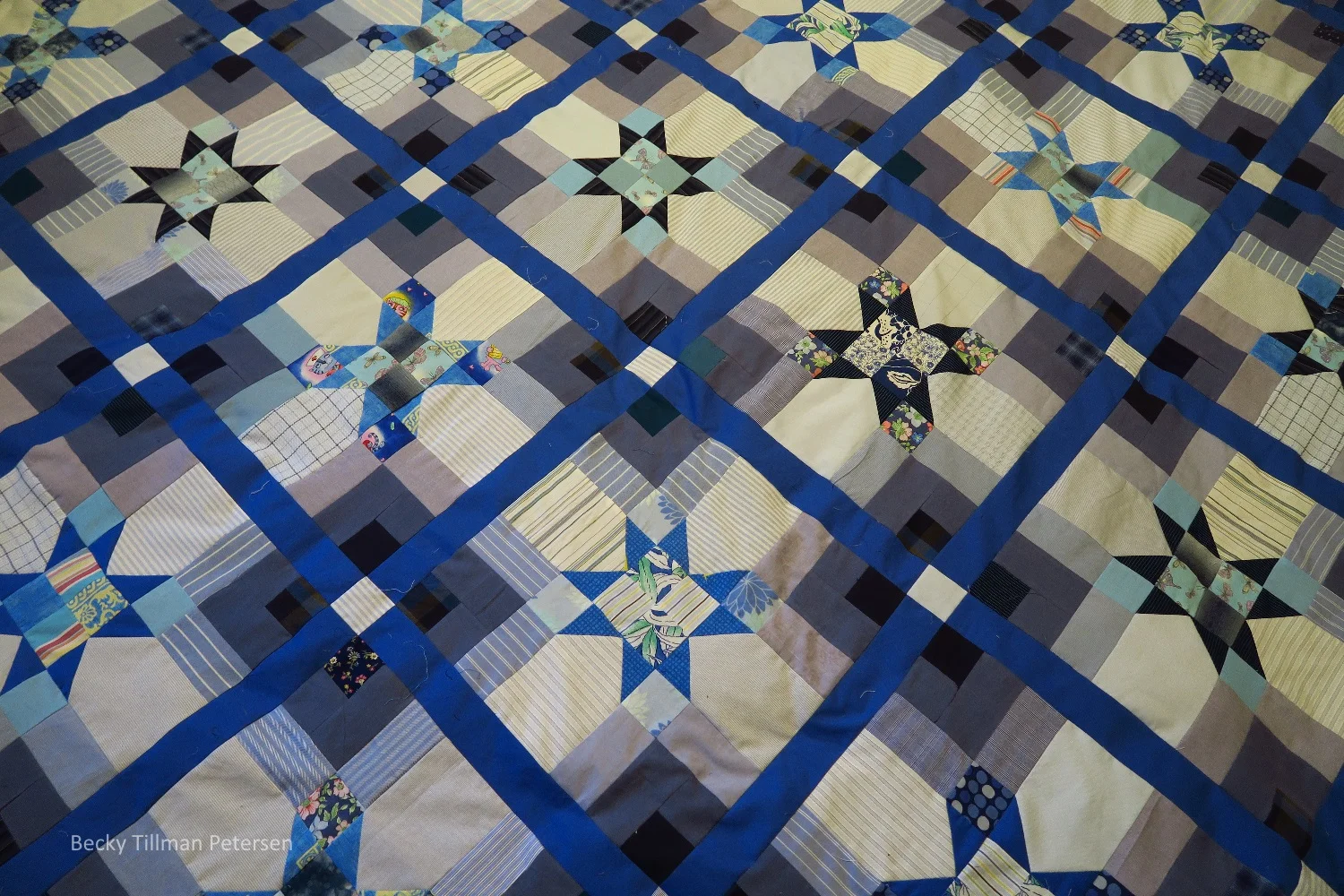 "Star-crossed" - upcycled blues top #27 finished 