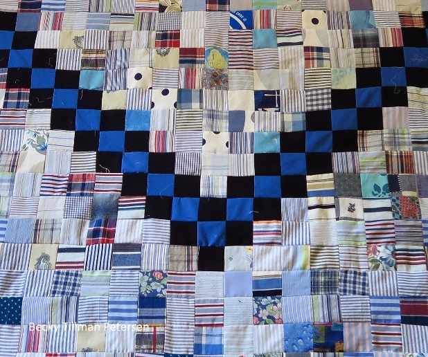"Diamond Row" - upcycled blues quilt top #30 finished!