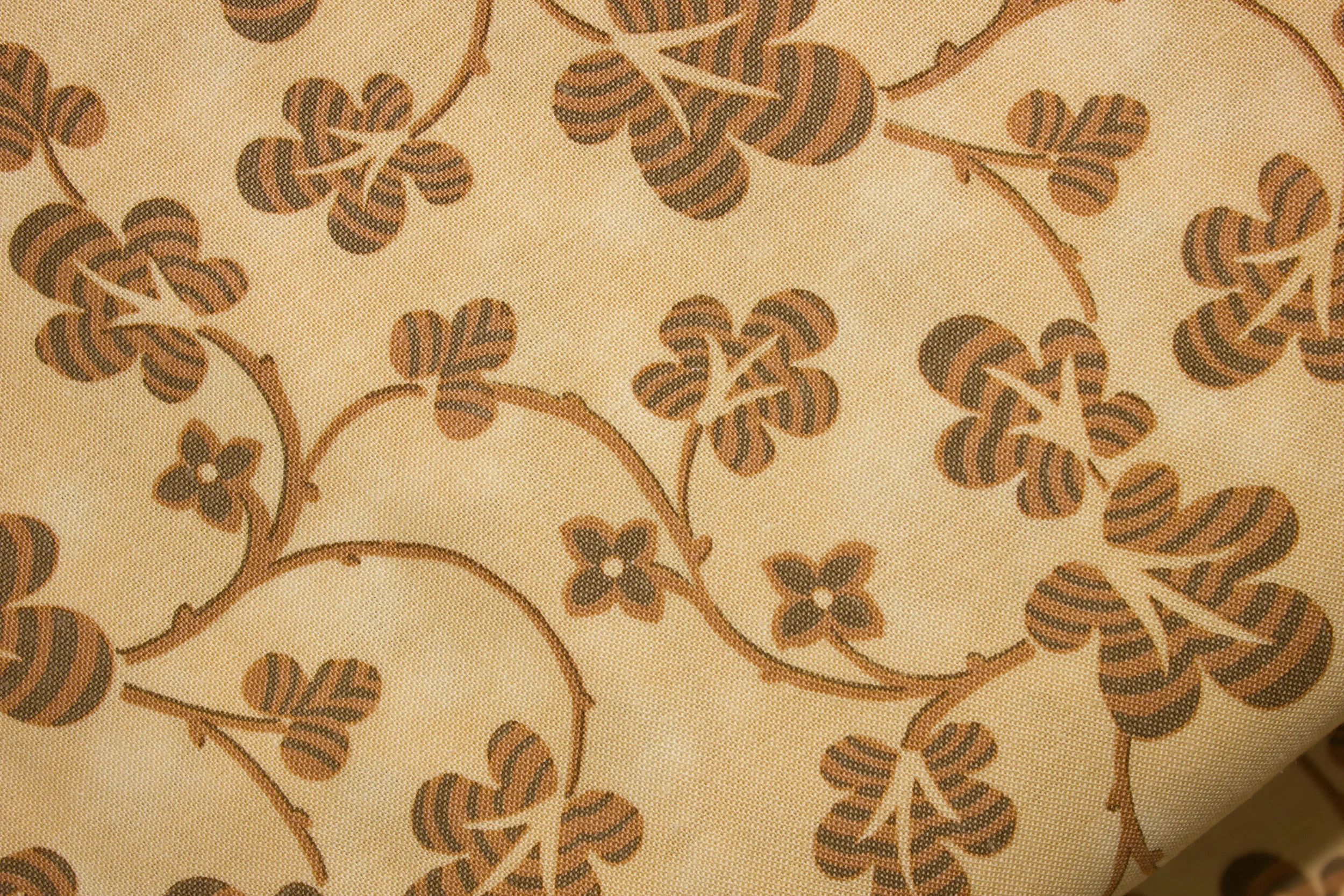 Taupe and Green/Brown Leaves and Vines on Creamy Tan: Rising Medallion for Washington Street Studio