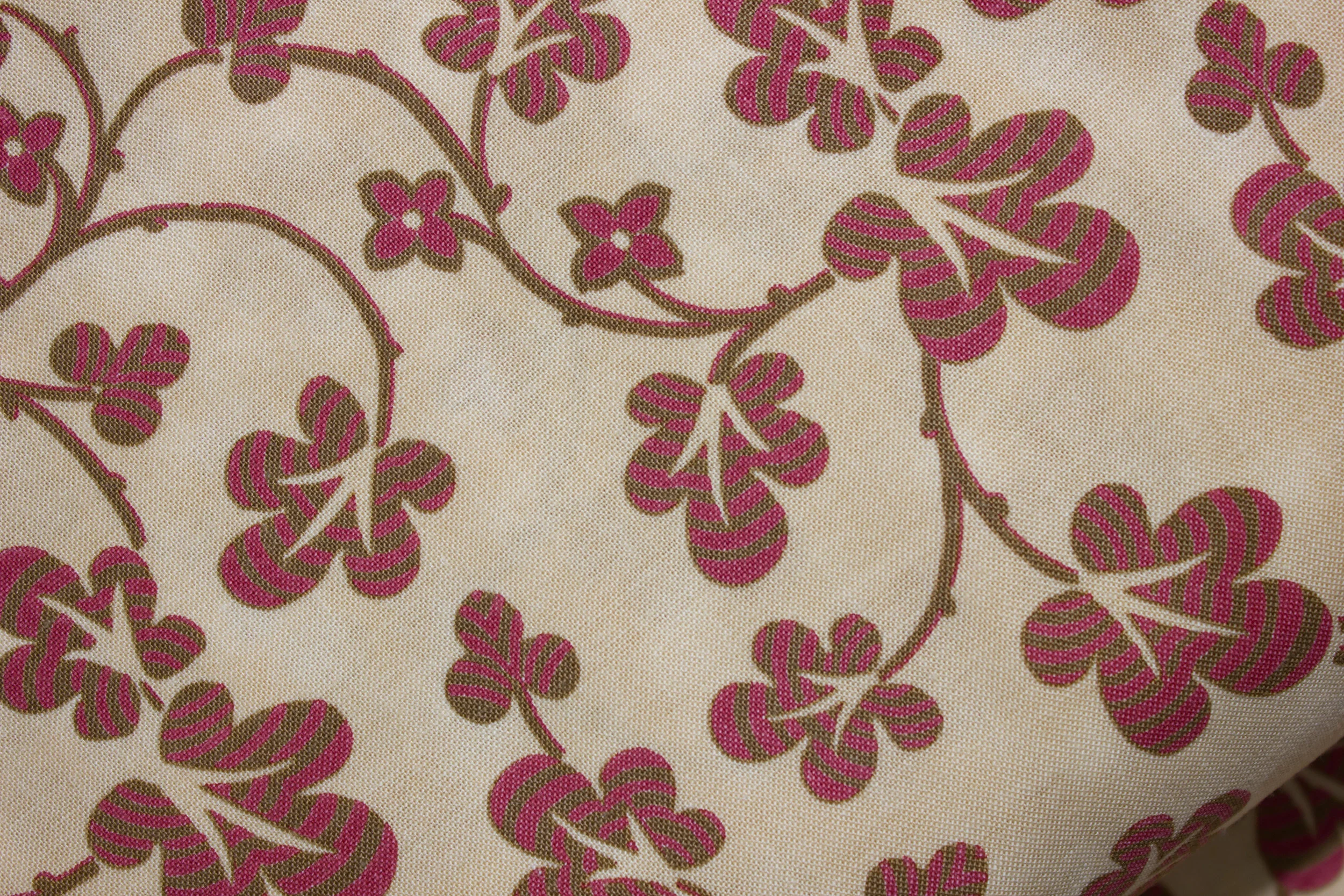 Taupe and Red/Brown Leaves and Vines on Creamy Tan: Rising Medallion for Washington Street Studio