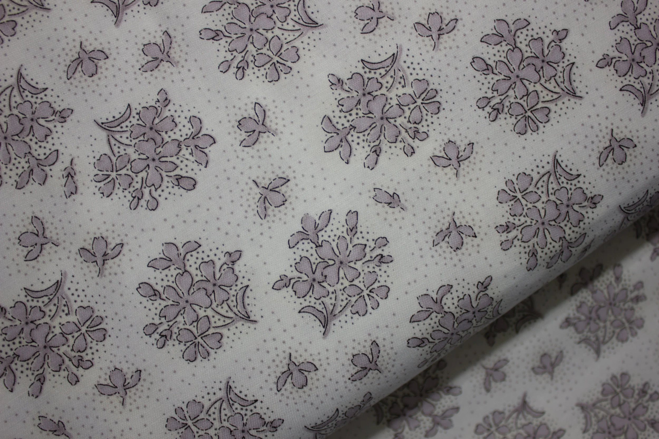 Purplish Gray Flower Bouquets on Light Gray: Orianna by Red Rooster Fabrics
