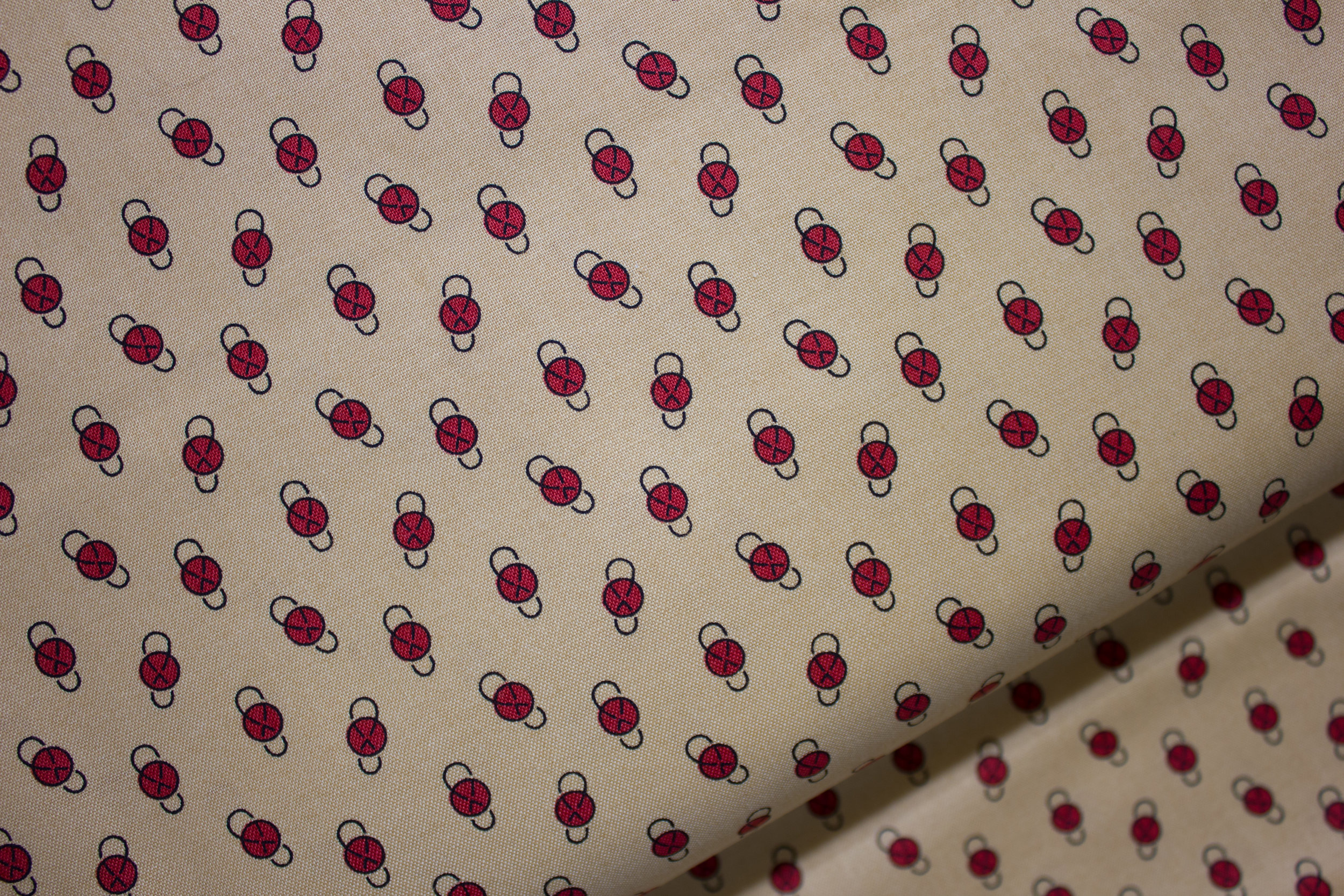 Tan with Red Circles and Black Loops: Little House on the Prairie for Andover