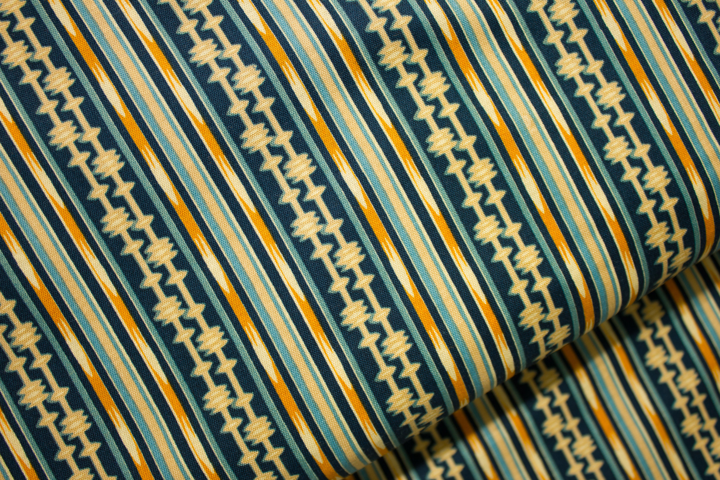 Orange, Teals, and Cream Stripes: Rising Sun Washington Street Studio