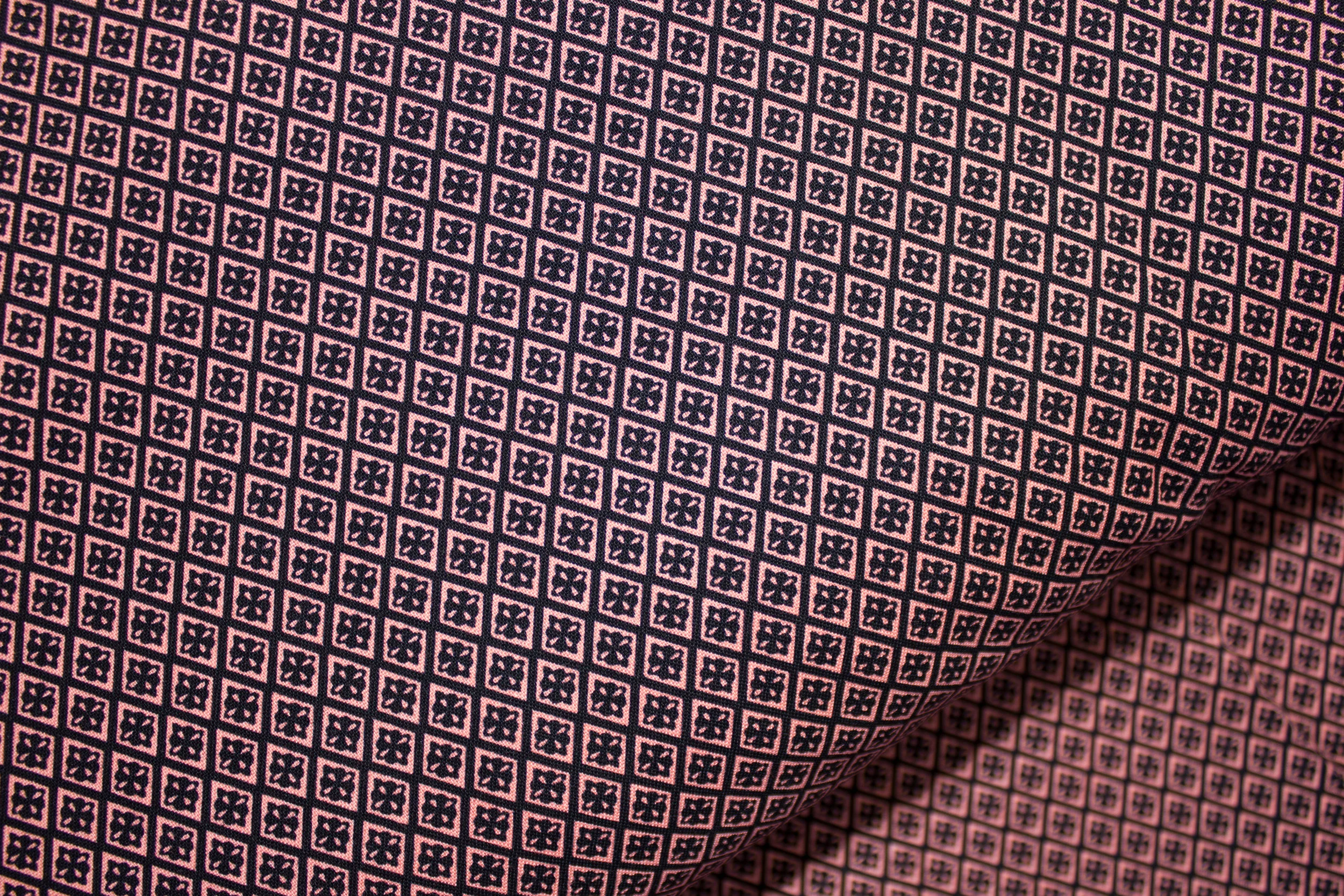 Black with Peachy Pink and Black Pattern: Morriston by Fabri-Quilt