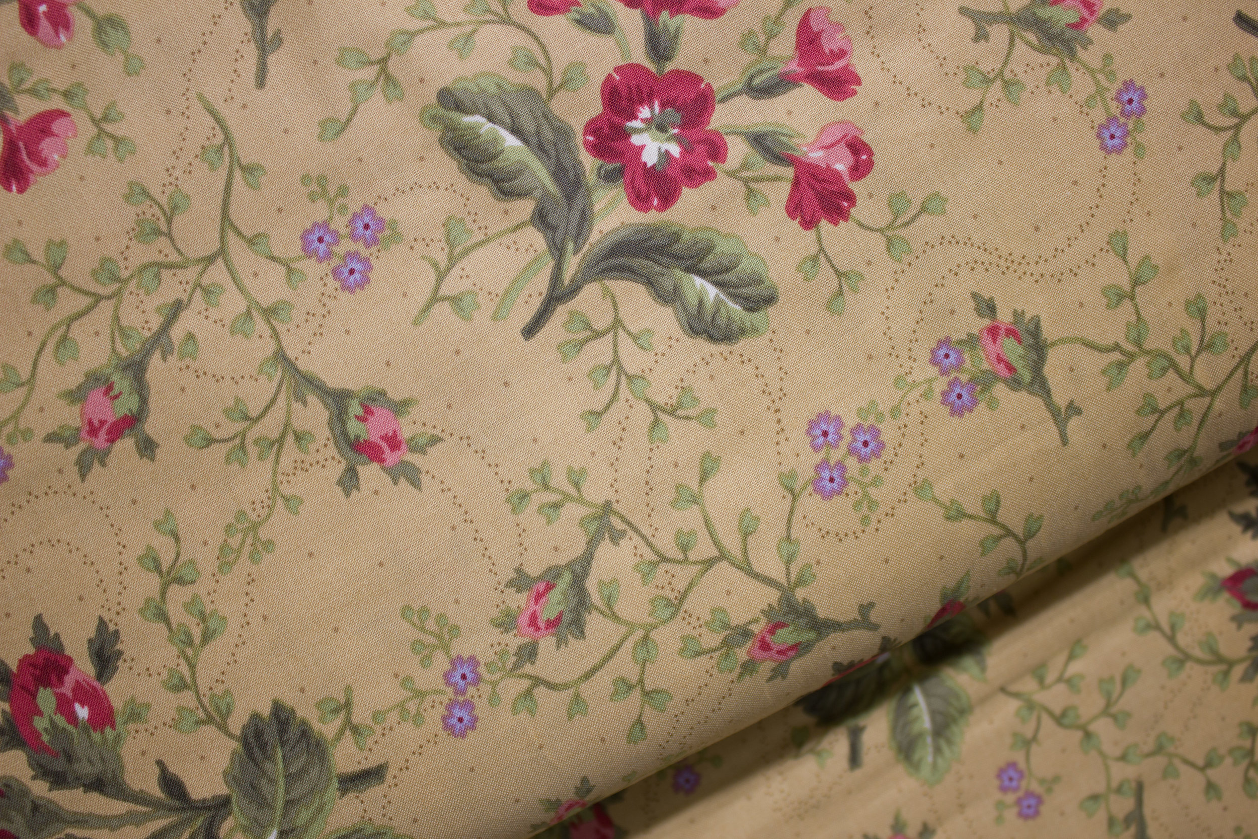 Bunches of Flowers on Light Brown: Rosehill for Clothworks