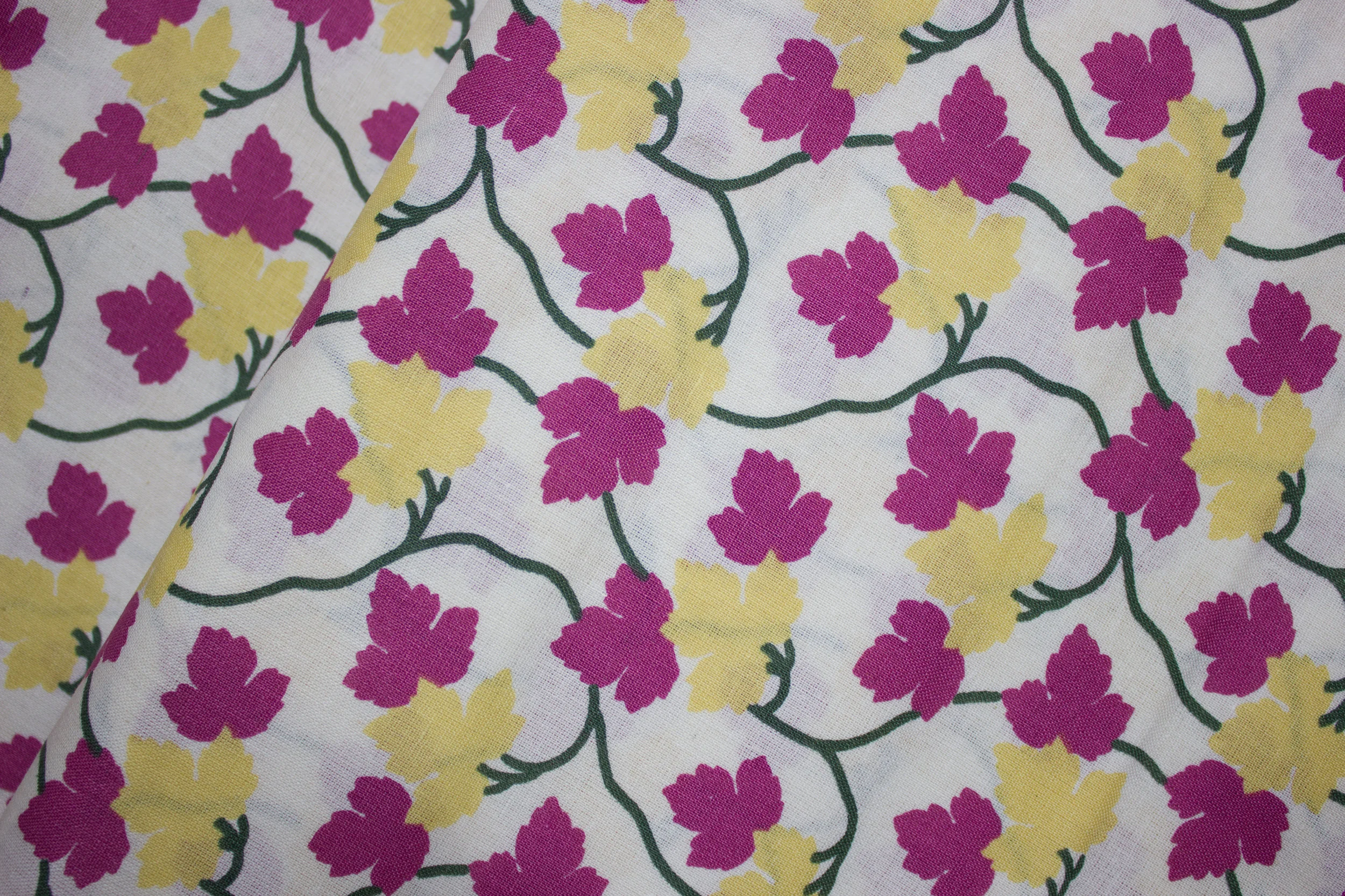 Purple & Yellow Leaves on Cream - by Benartex