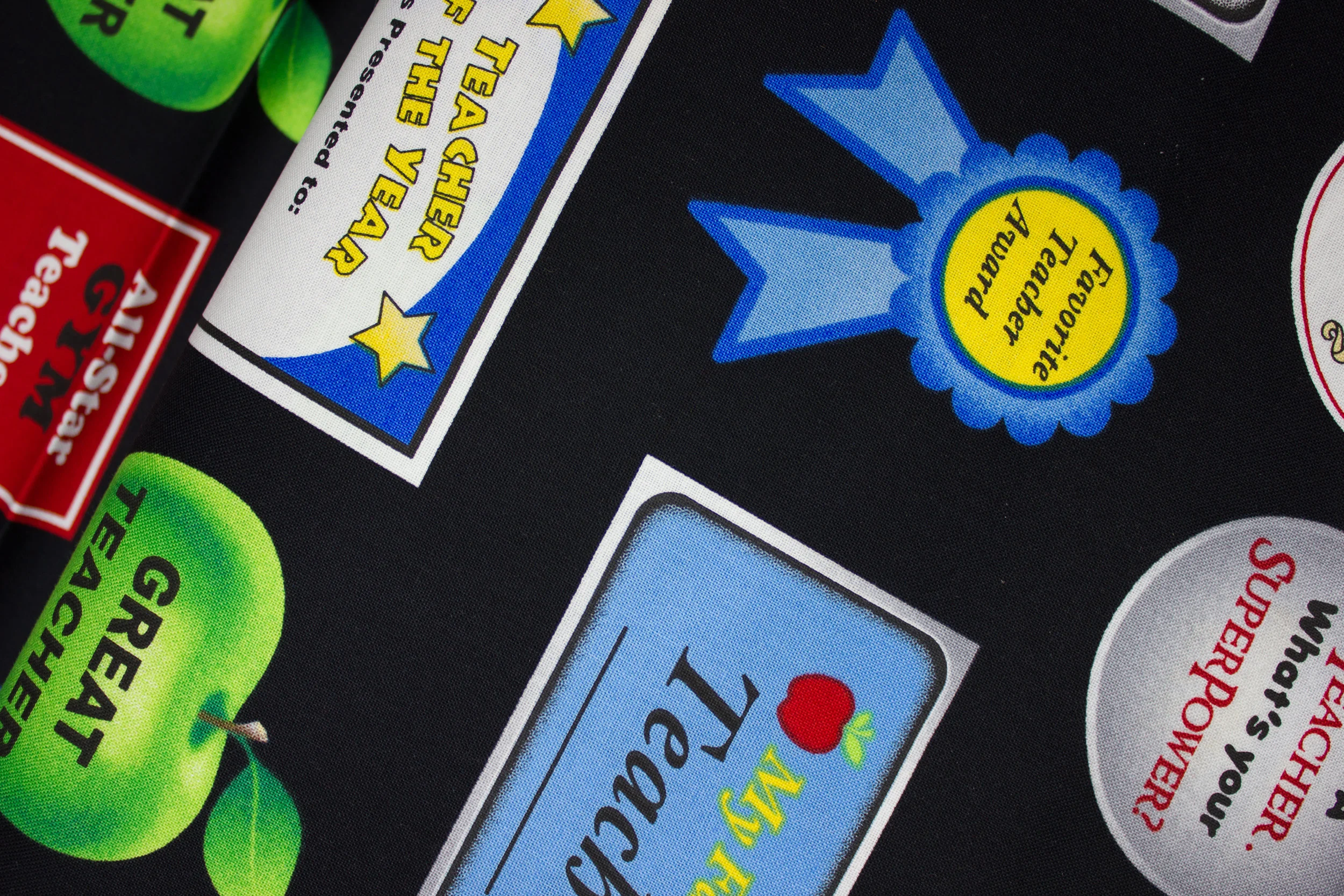 Educator's Awards on Black by Whistler Studios for Windham Fabrics discount quilting fabric