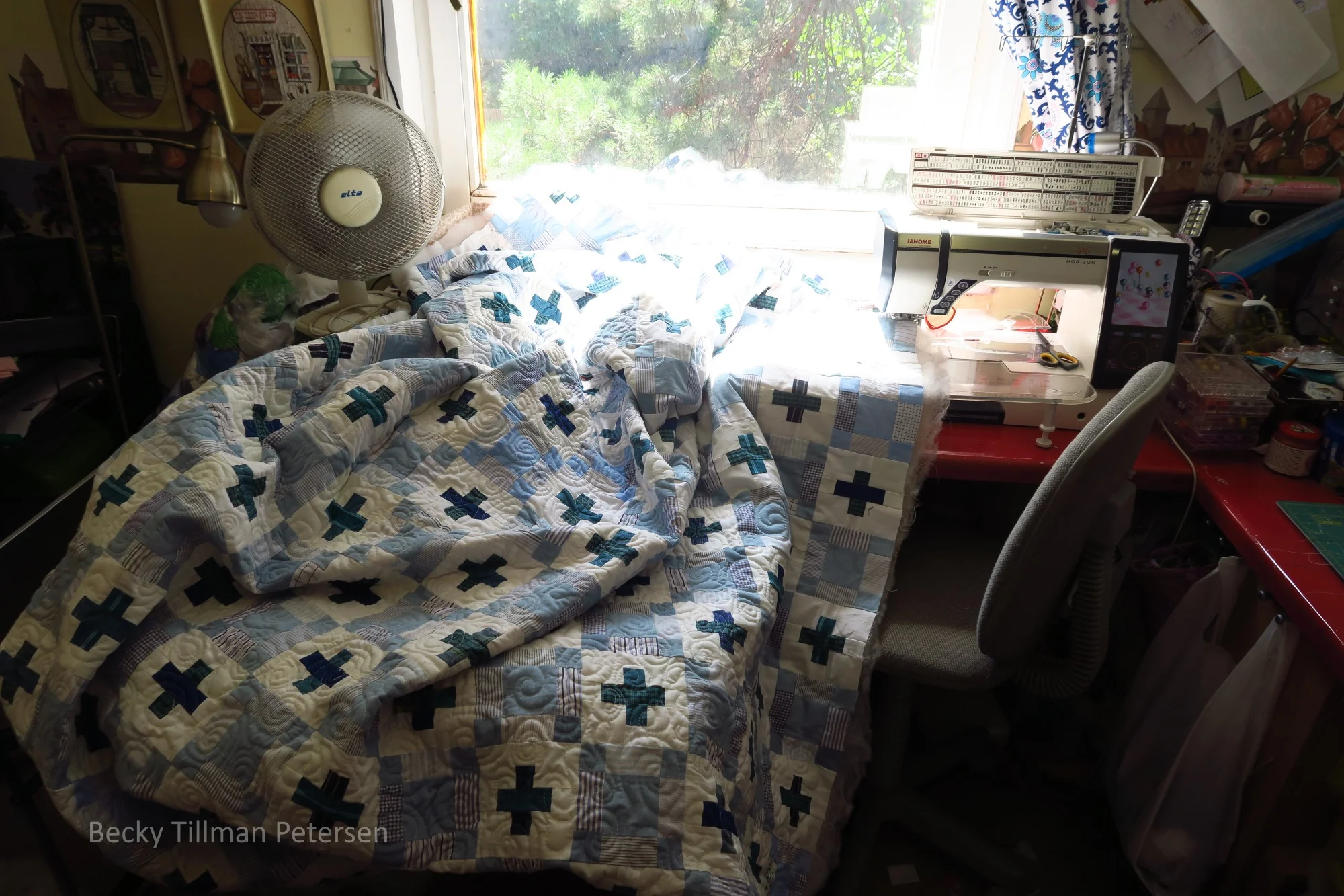 Working on my quilt.