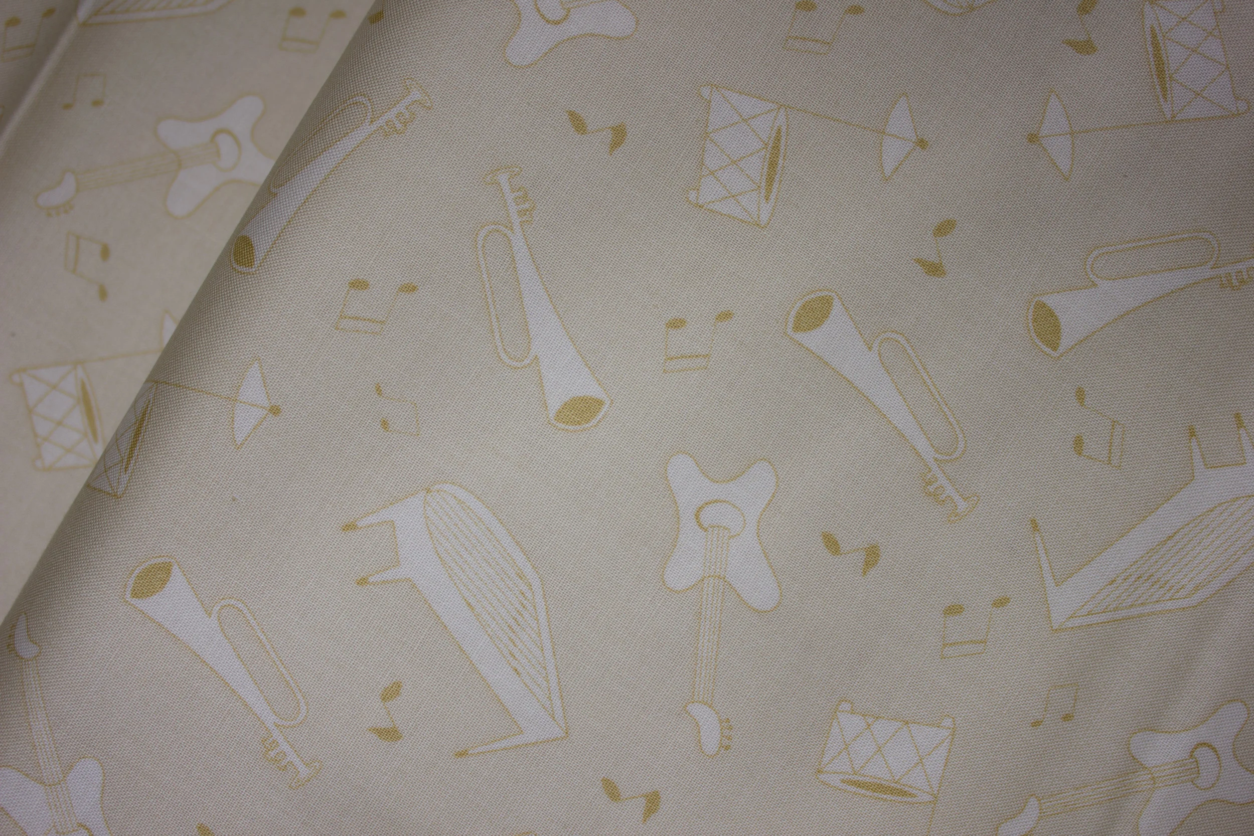 Tan with Musical Instruments and Notes: Bessie and the Dairyinettes for Andover