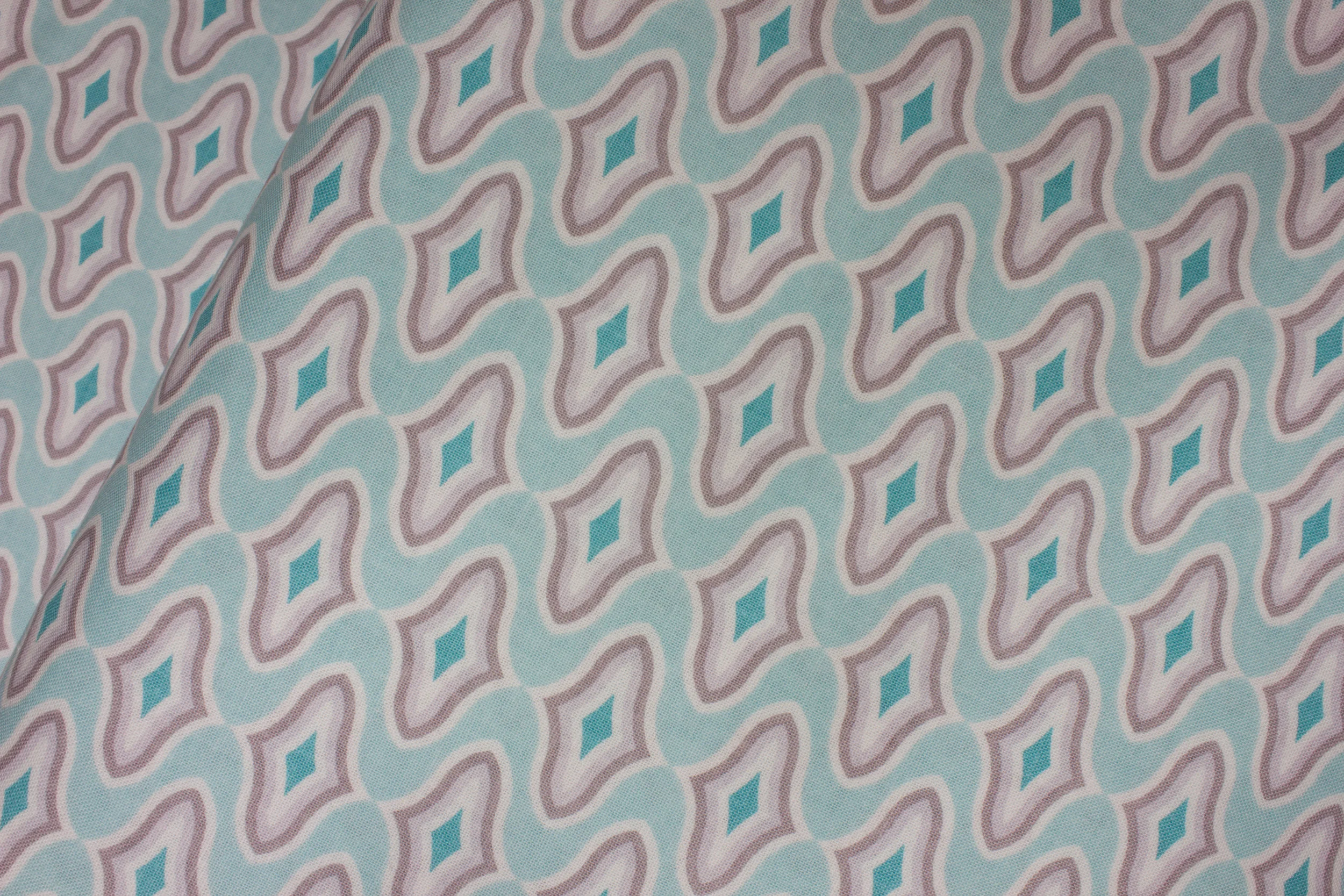 Gray & Teal Design on Light Teal - Flit and Bloom for Riley Blake