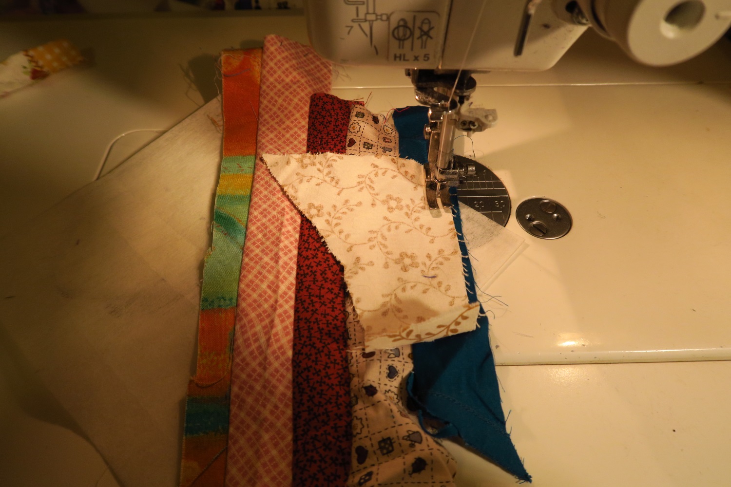 Keep adding strings until you get the interfacing covered when you open the string back up.