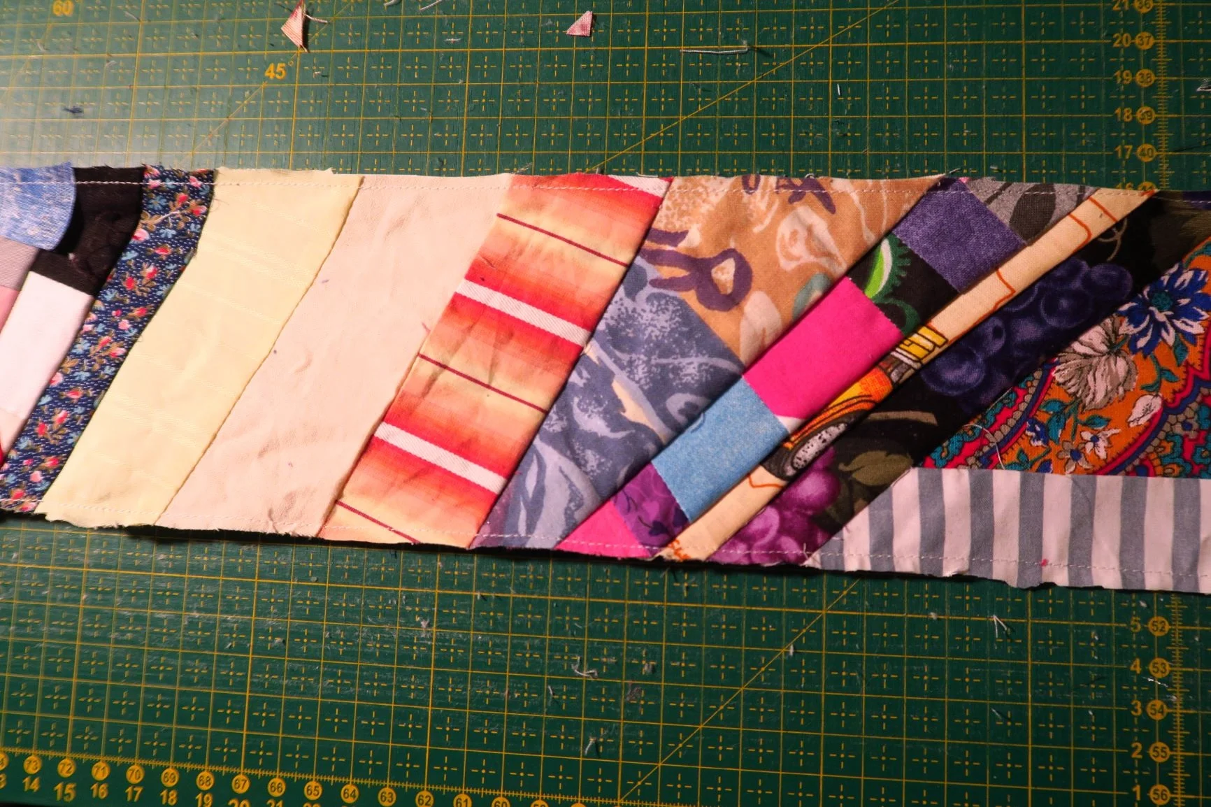 How to sew fabric to a roll of paper tape