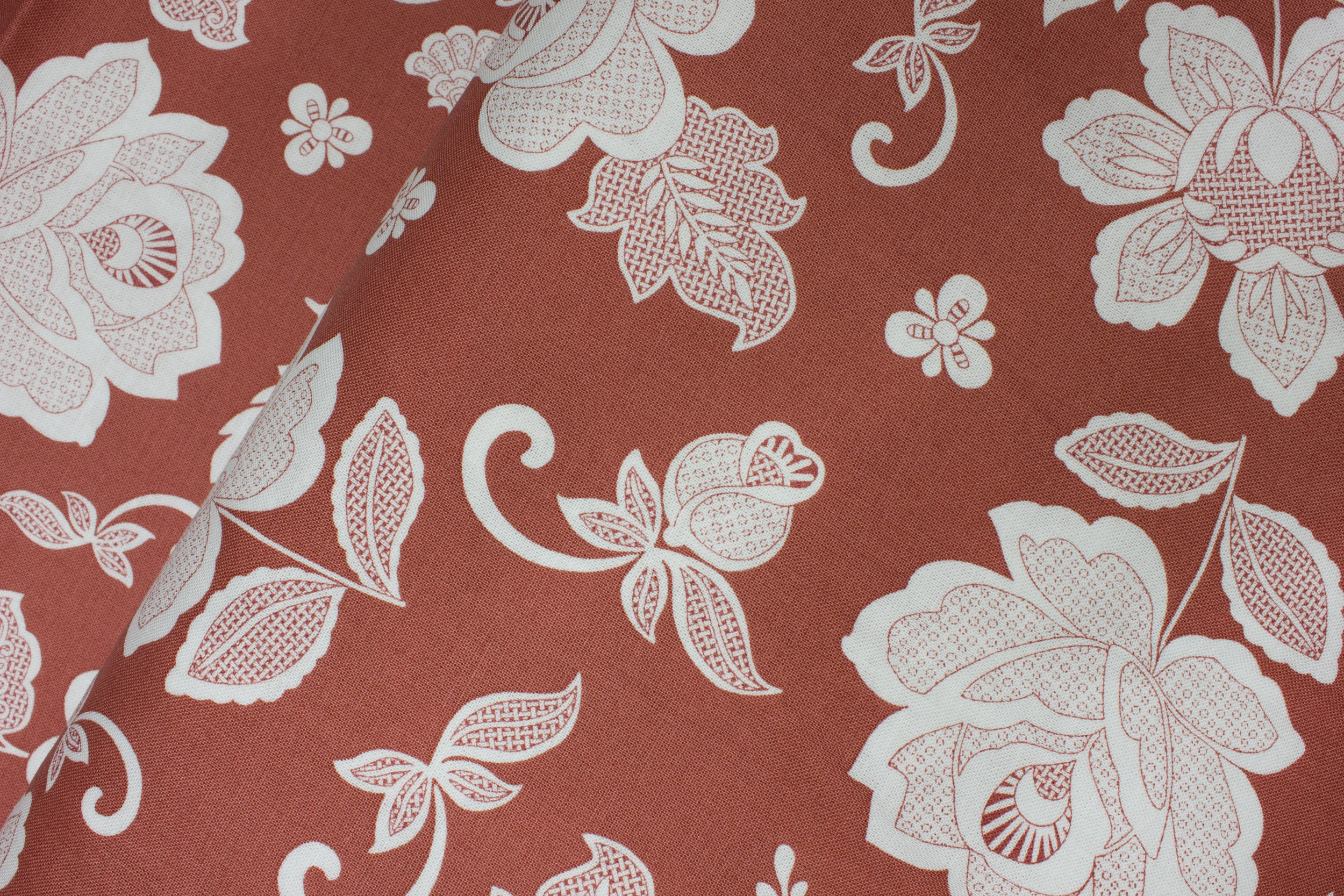 Large White Flowers on Currant (Red) - Simply Eclectic - for Hoffman Fabrics