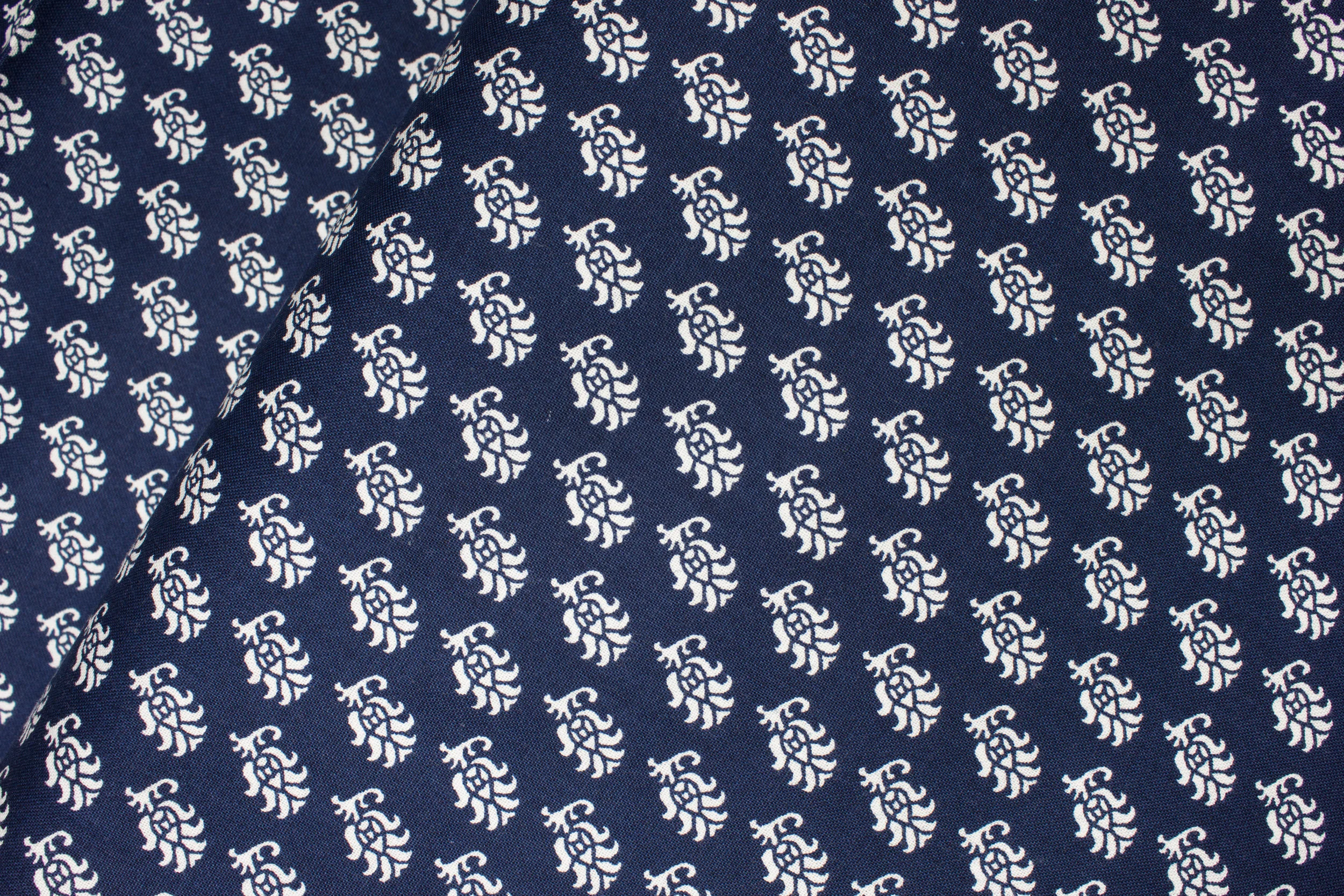 Navy Blue with White Stylized Flowers: Blissful for Andover