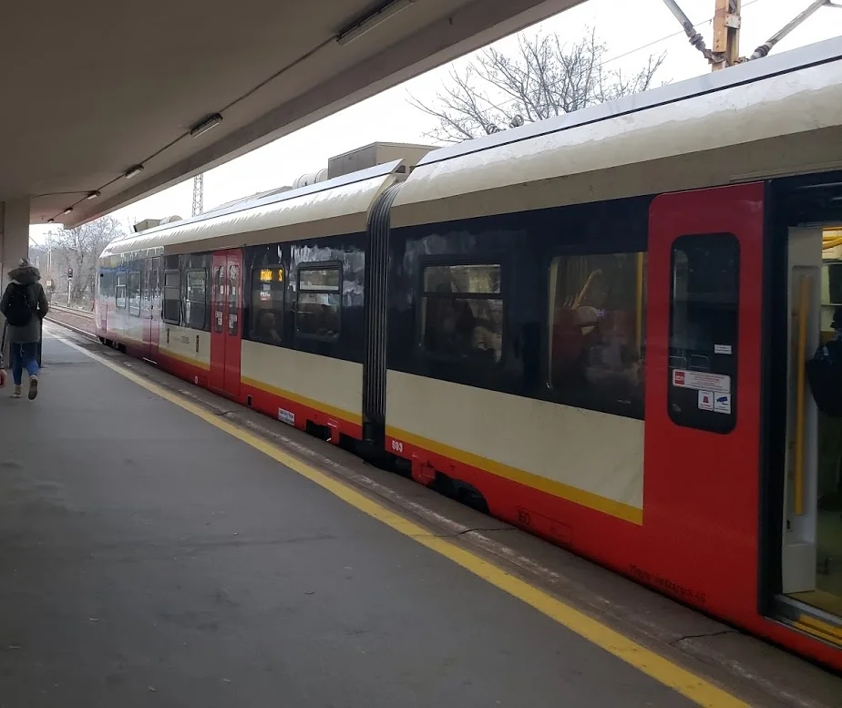 This is the train we came back on - it is part of the integrated Warsaw city system. You can ride the train, tram, and metro (underground train) as much as you want for the time indicatedif you buy their tickets or have the monthly transportation card (which you buy).