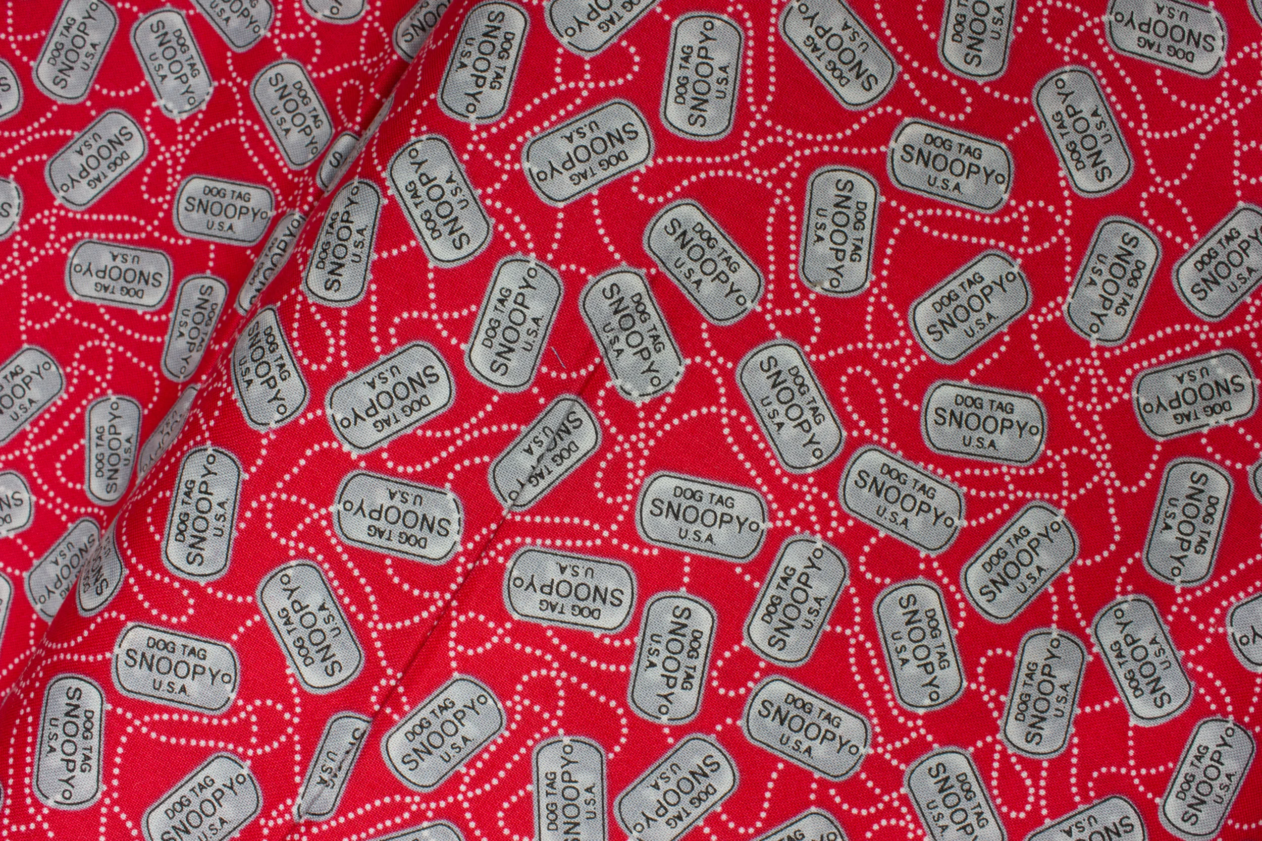 Hugs for Heroes - Snoopy Worldwide - Snoopy DogTags on Red by Quilting Treasures