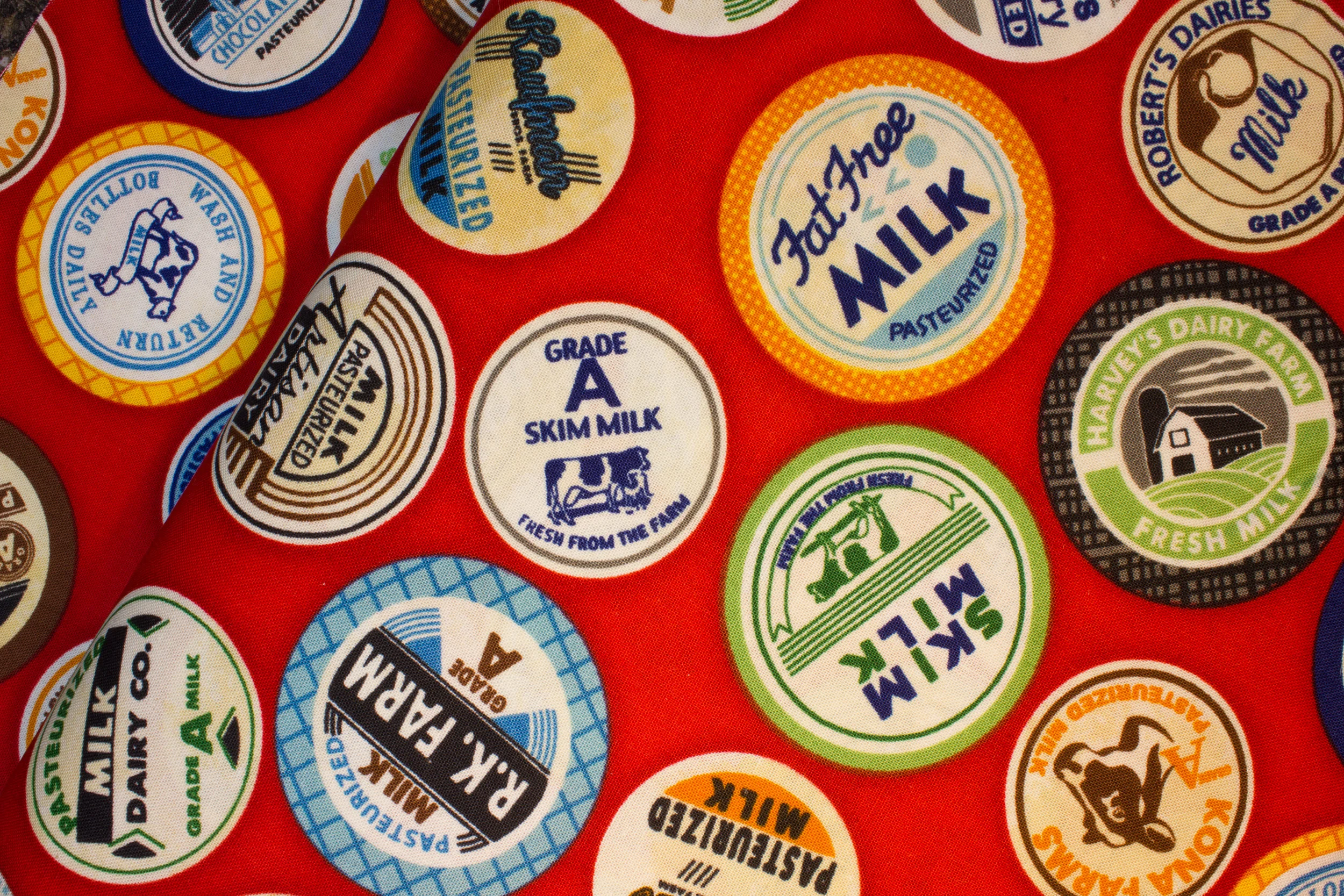 Round Wooden Milk Coins on Red - Down on the Farm - by Robert Kaufman