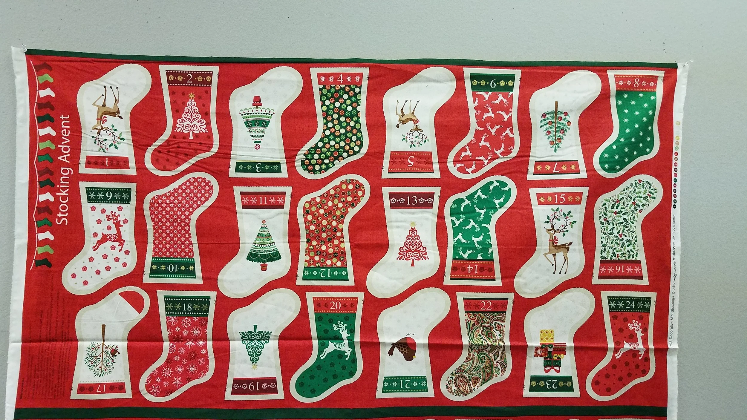 Stocking Advent Panel - Decorative Mini Stockings by The Henley Studio for Makower UK