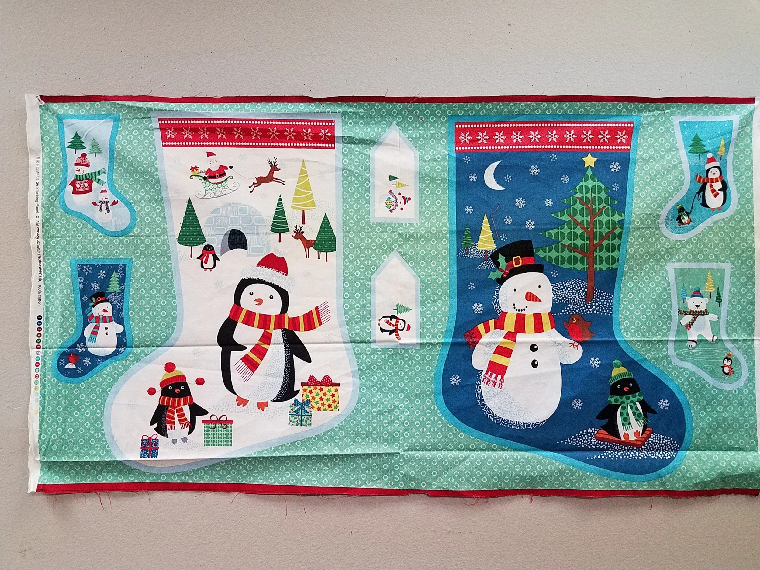 Frosty Large Stocking Panel by The Henley Studio for Makower UK