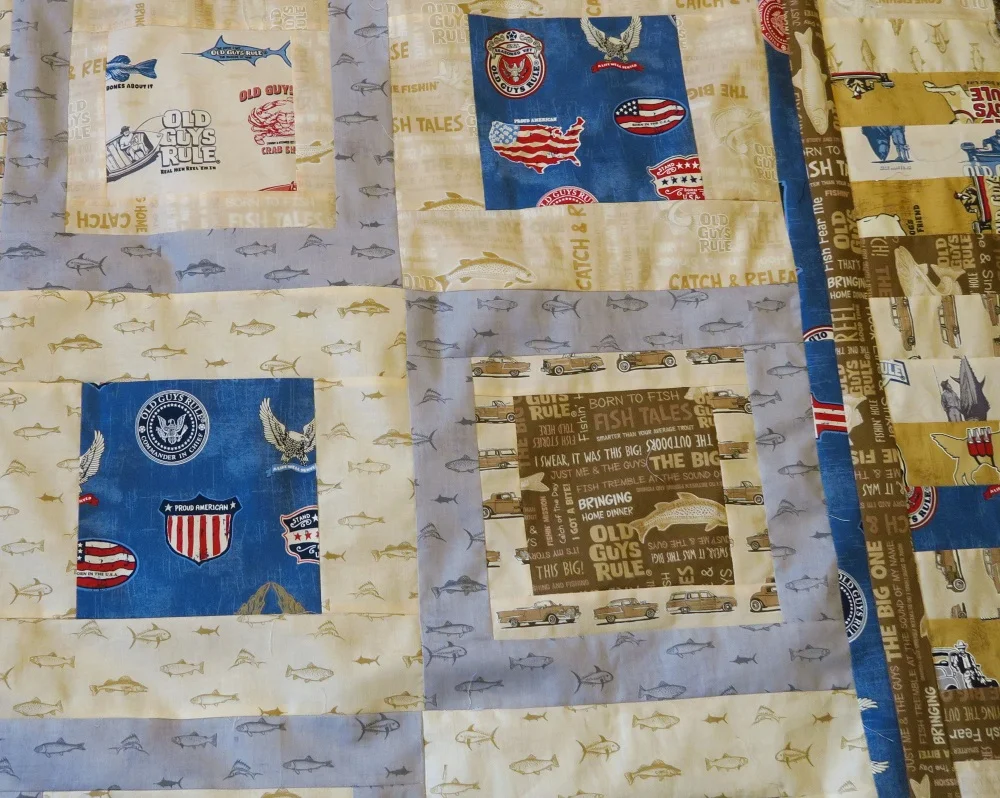 "Old Guys Rule the Fishing Hole" quilt top finished