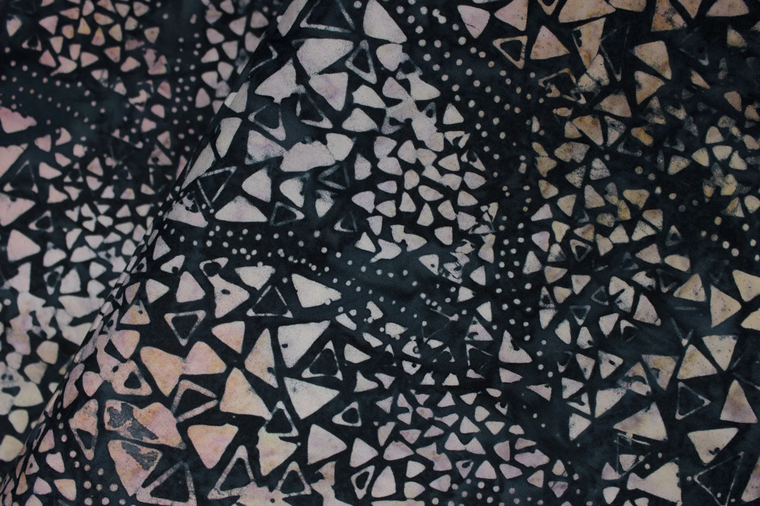 Pink Triangles on Dark Navy Blue - Anthology Batiks