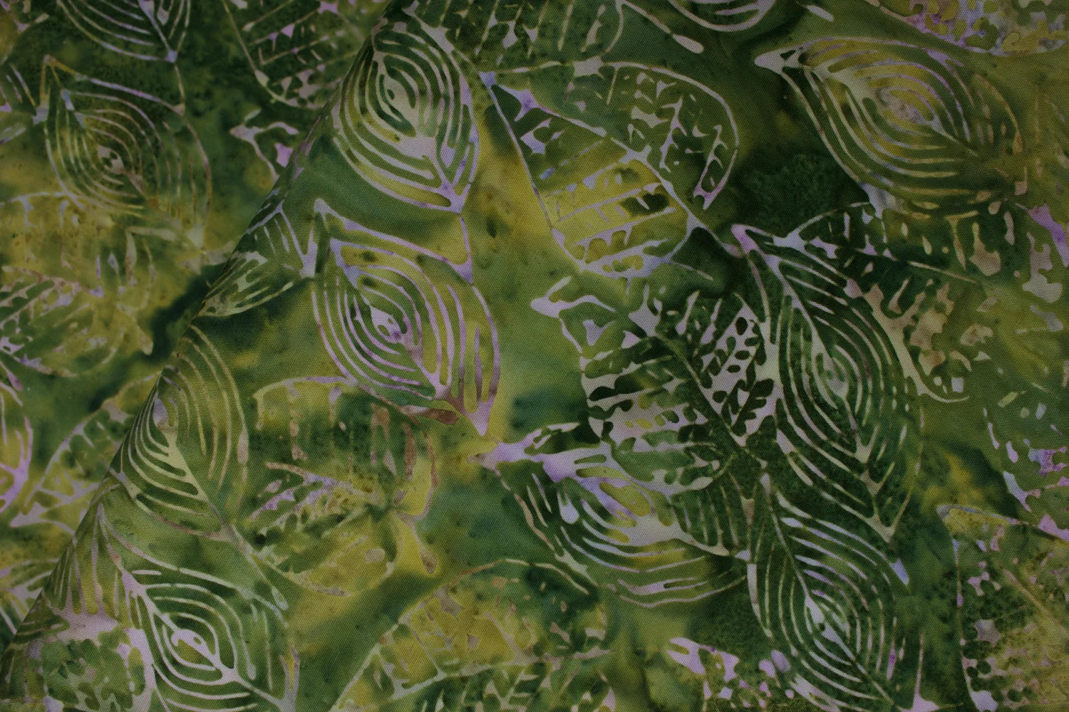 Purple Leaves and Veins on Green - Anthology Batiks