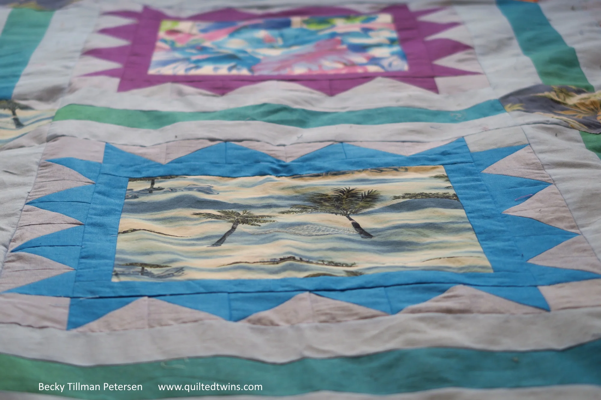 "Hawaiian Dreams"  - upcycled blues top #33 finished