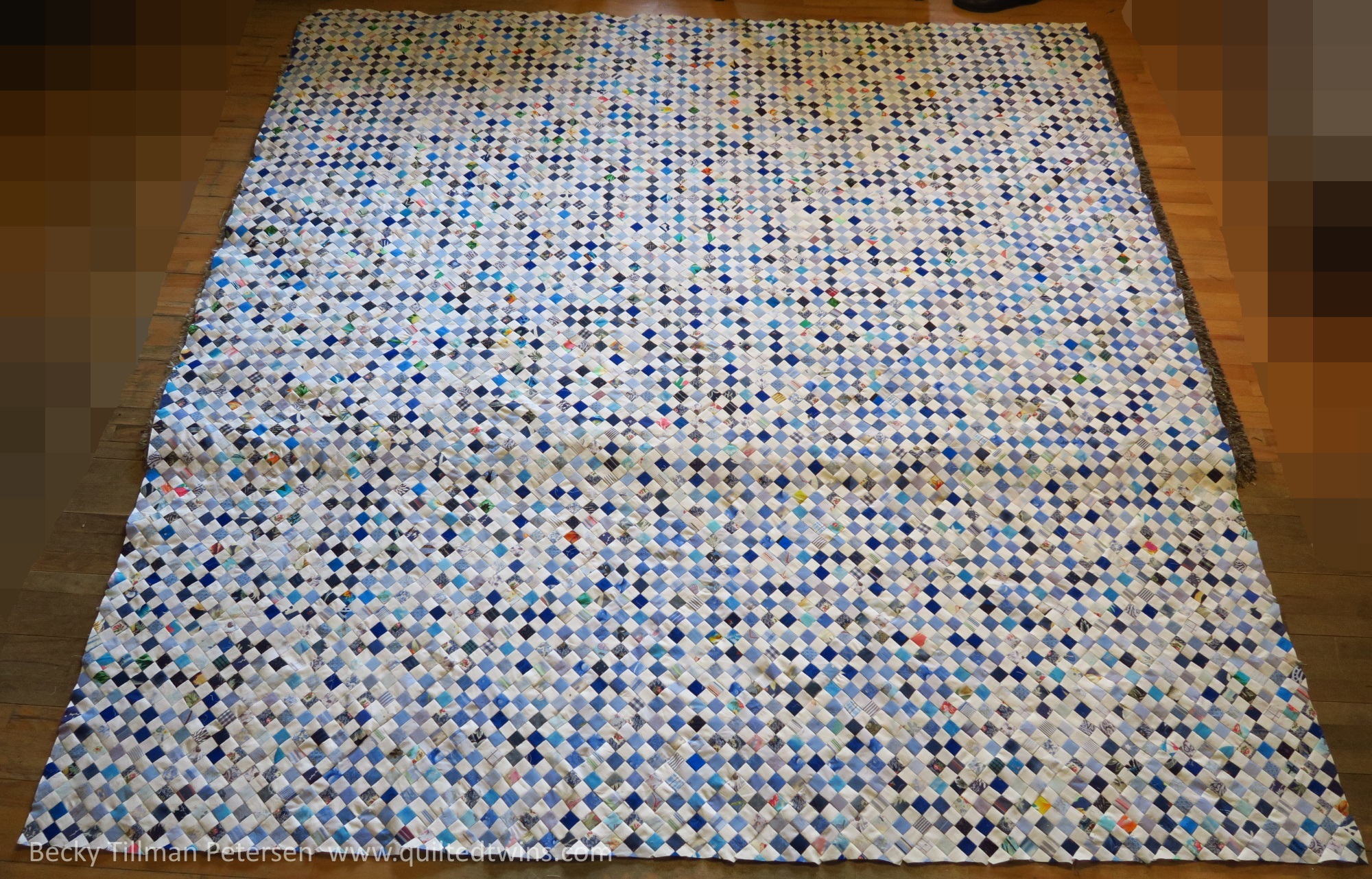 "Checkered!" upcycled blues #42 top finished