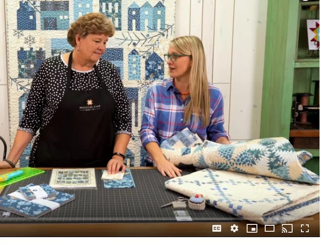 About 1 minute into the tutorial Edyta references using leftover blues from the BOM that they are selling to making this quilt. I liked it and decided to make a double 9 patch as a result of seeing this. I would have liked to have used 1.5” strips, but I didn’t - I made mine from 2” strips so the blocks are bigger.