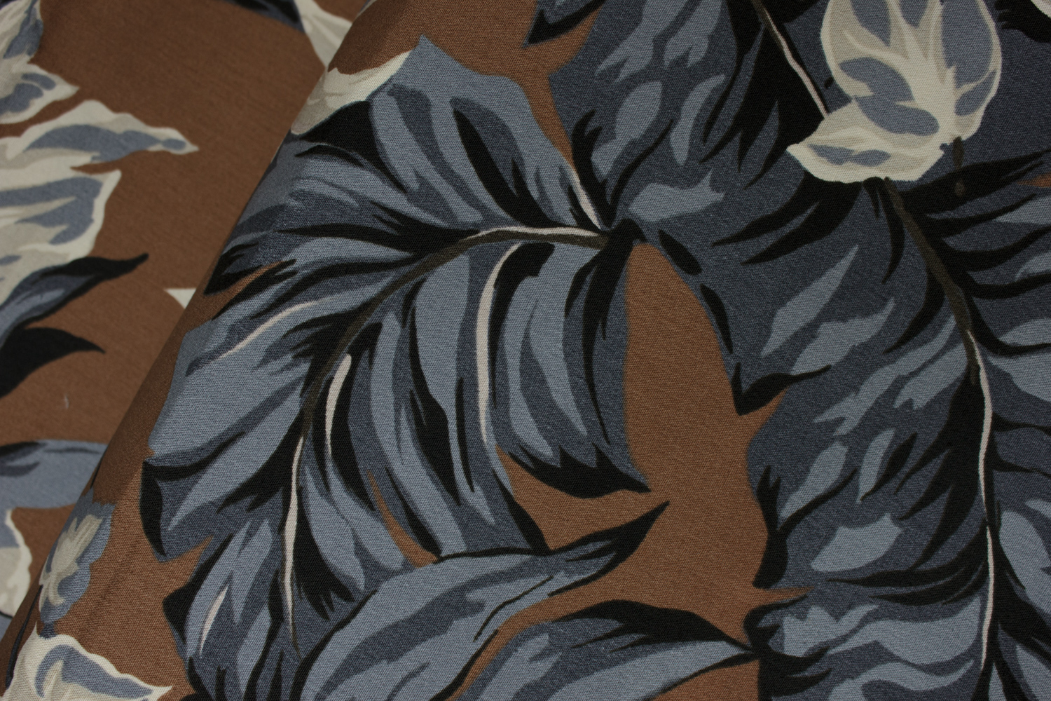 Canopy Cove - Large Gray and Blue Flowers on Brown - by Hoffman California