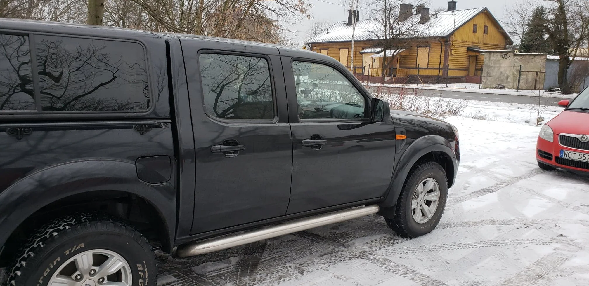We drove the truck to the train station.