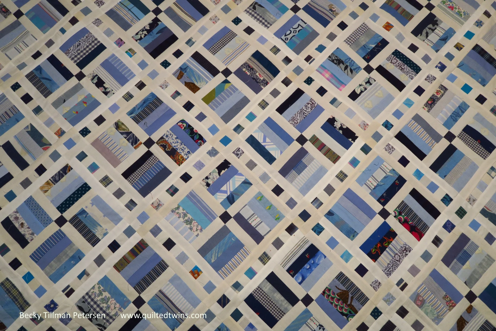 "Sticks and Stones" - upcycled blues #45 top finished