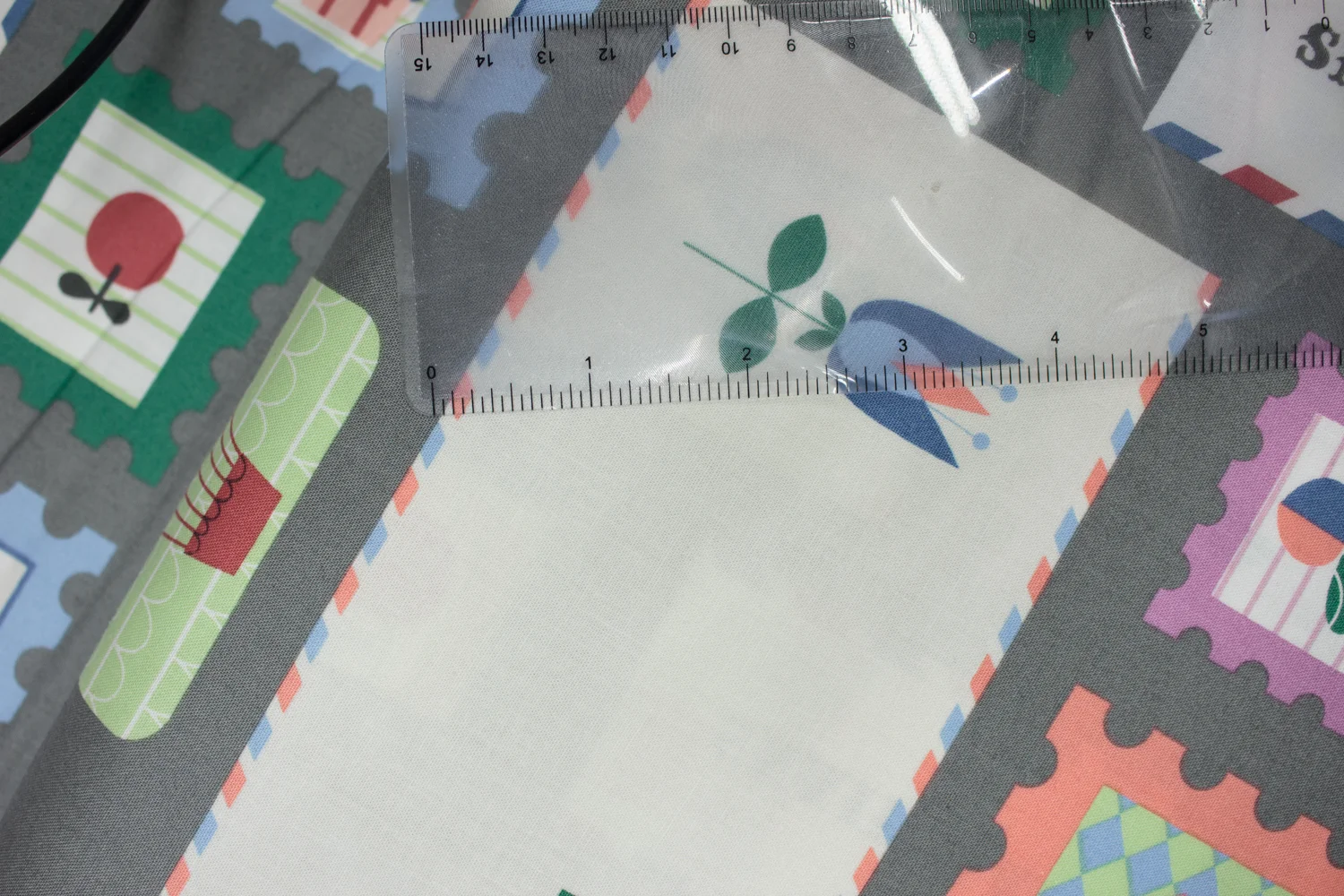 Gray with Stamps and Mail Motifs: Handle with Care for Robert Kaufman