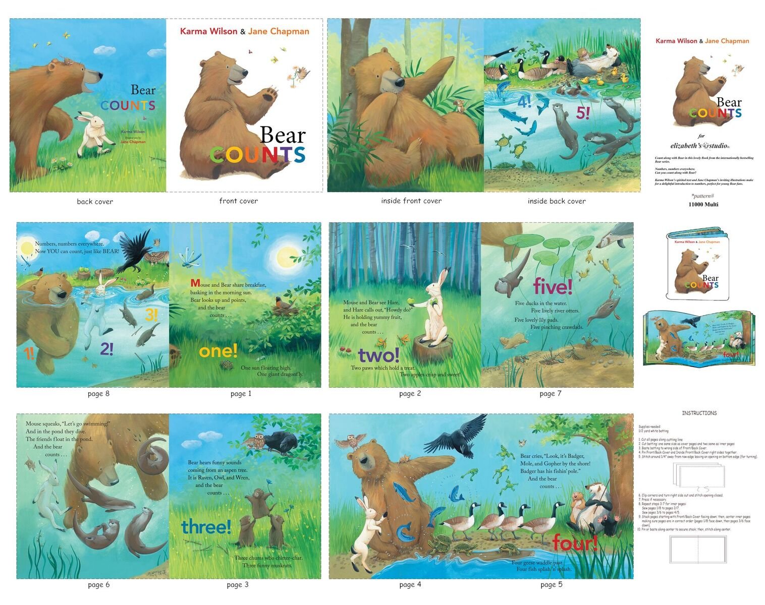 Bear Counts - Cloth Book Panel