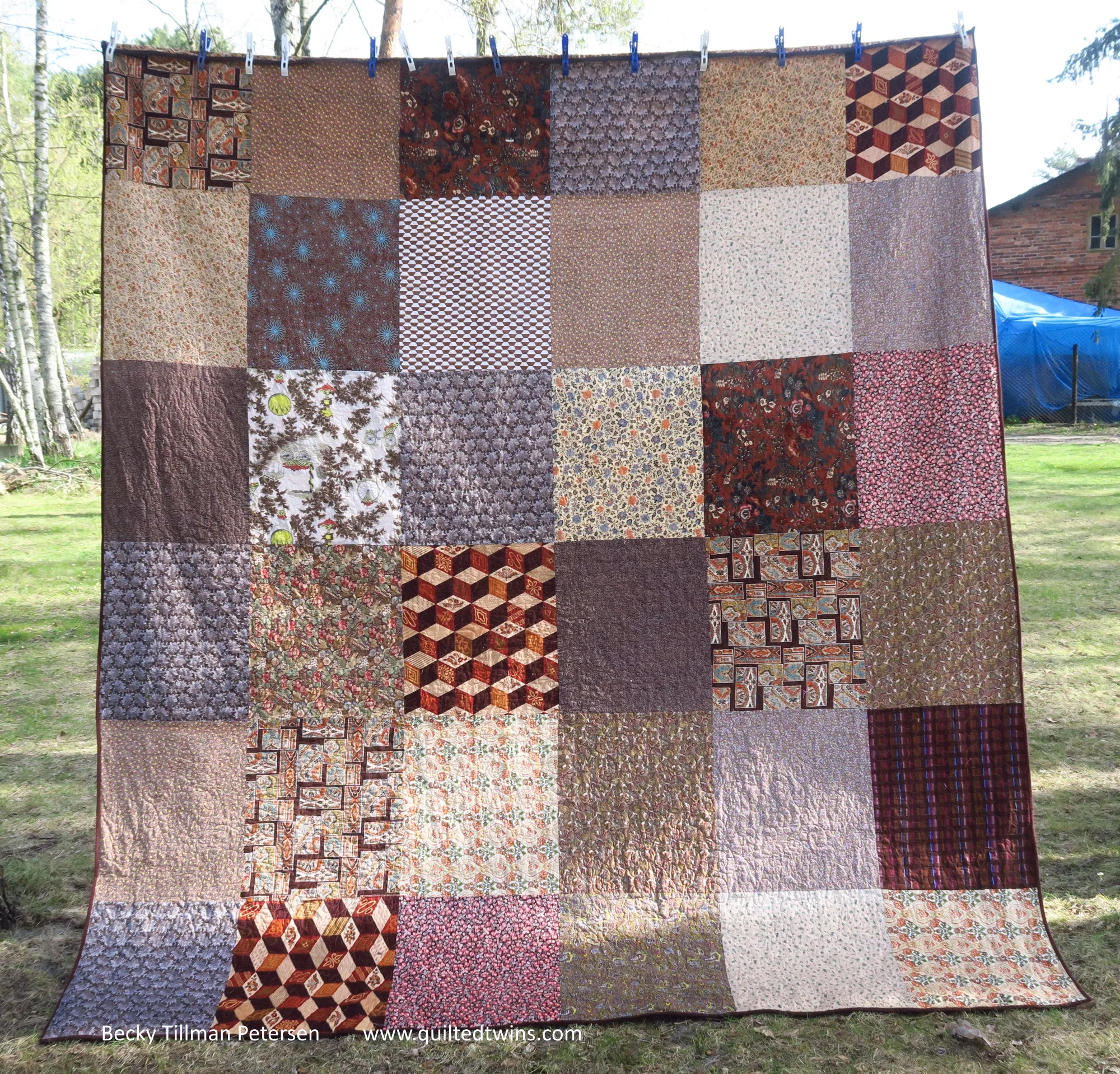 I know, the neighbor’s blue tarp is a bit distracting - but I wasn’t willing to turn the quilt around just to get the back!