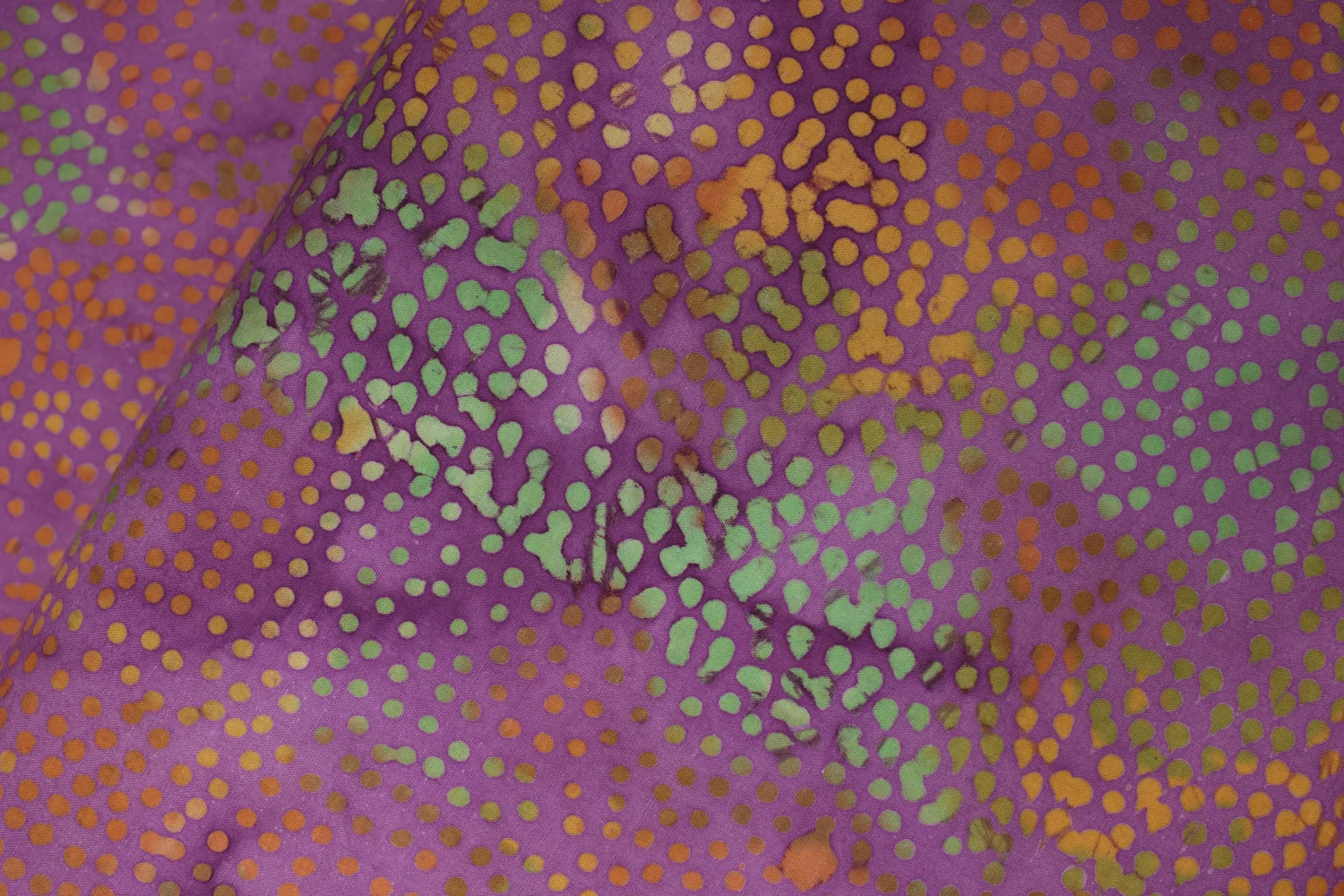 Orange, Green, and Yellow Dots on Purple: Quilter's Batiks