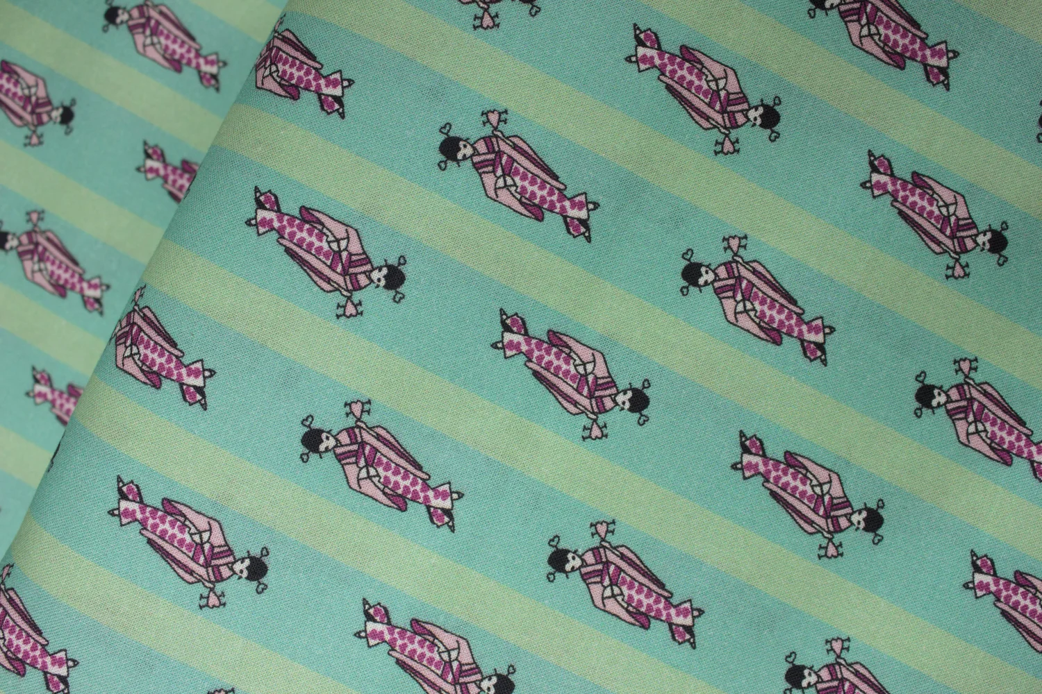 Kimono Stripe: Japanese Lady on Teal - by Mary Fons for Springs Creative