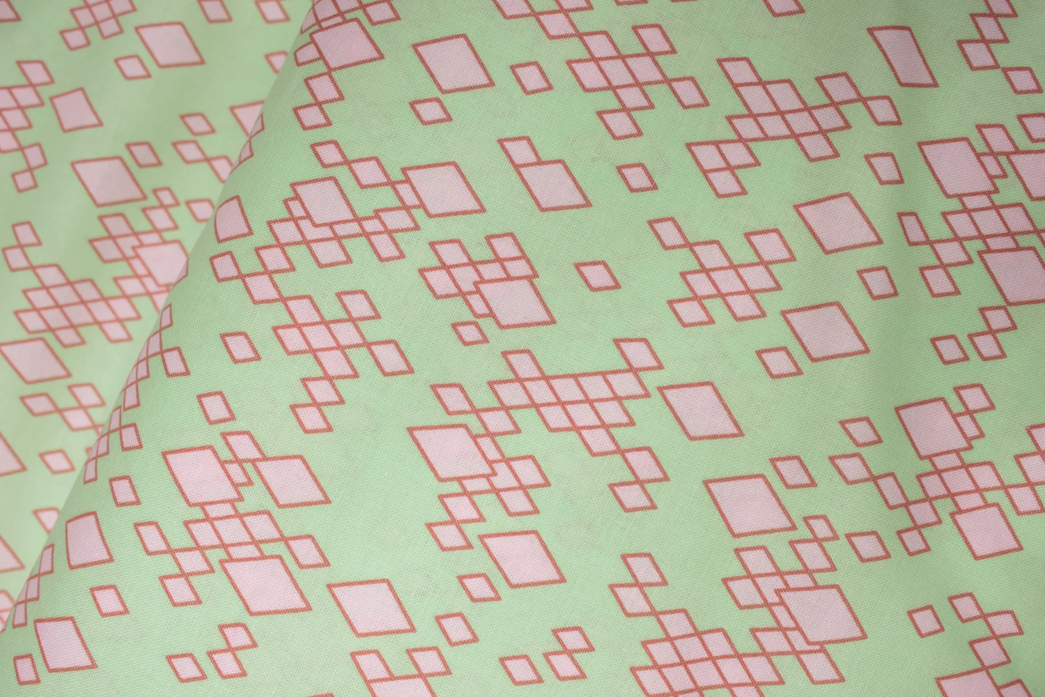 Mostly Manor: Pink Triangles on Mint Green - by Victoria Wolfe for Marcus Fabrics