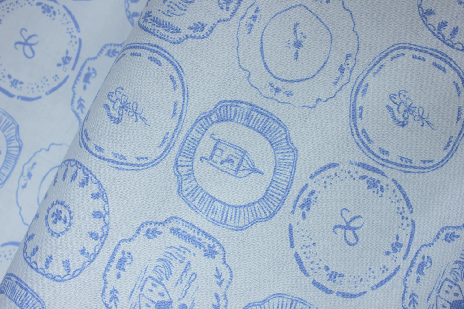 Blue Scenes in Plates on Blue by Rae Ritchie for Dear Stella Designs