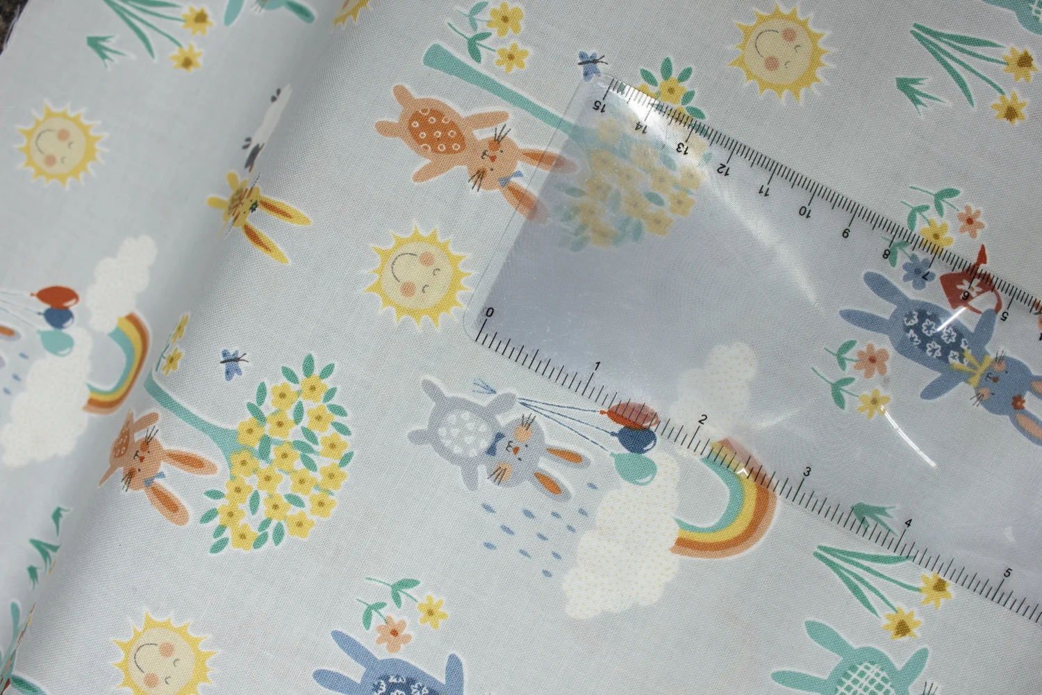 Colorful Bunnies in Springtime on Gray: Counting Sheep by Makower UK