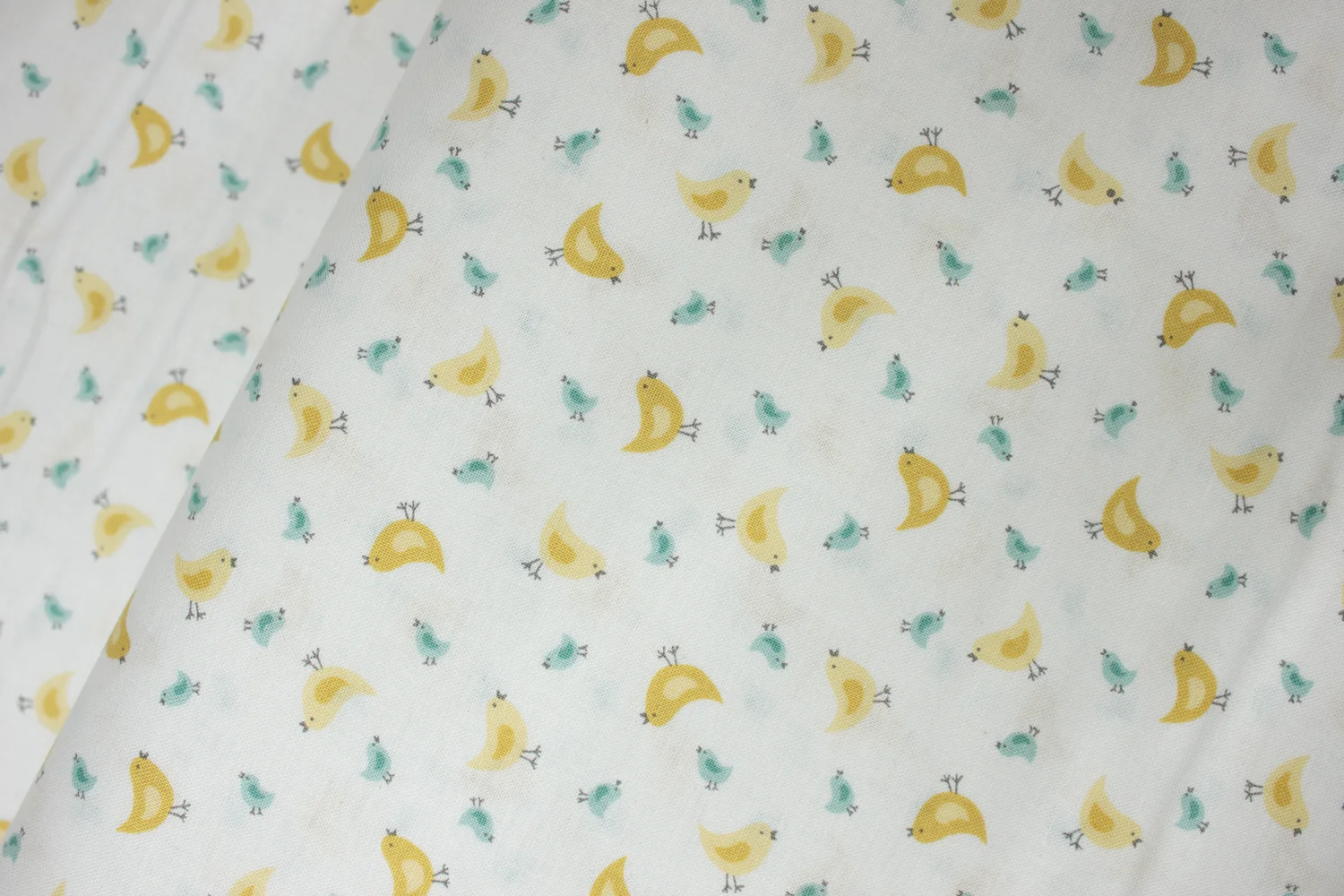 Little Birds in Gold and Teal on White: Counting Sheep by Makower UK