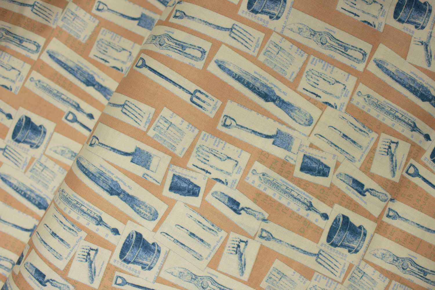 Peach with Farming Implements: Vintage Seedpackets for Clothworks