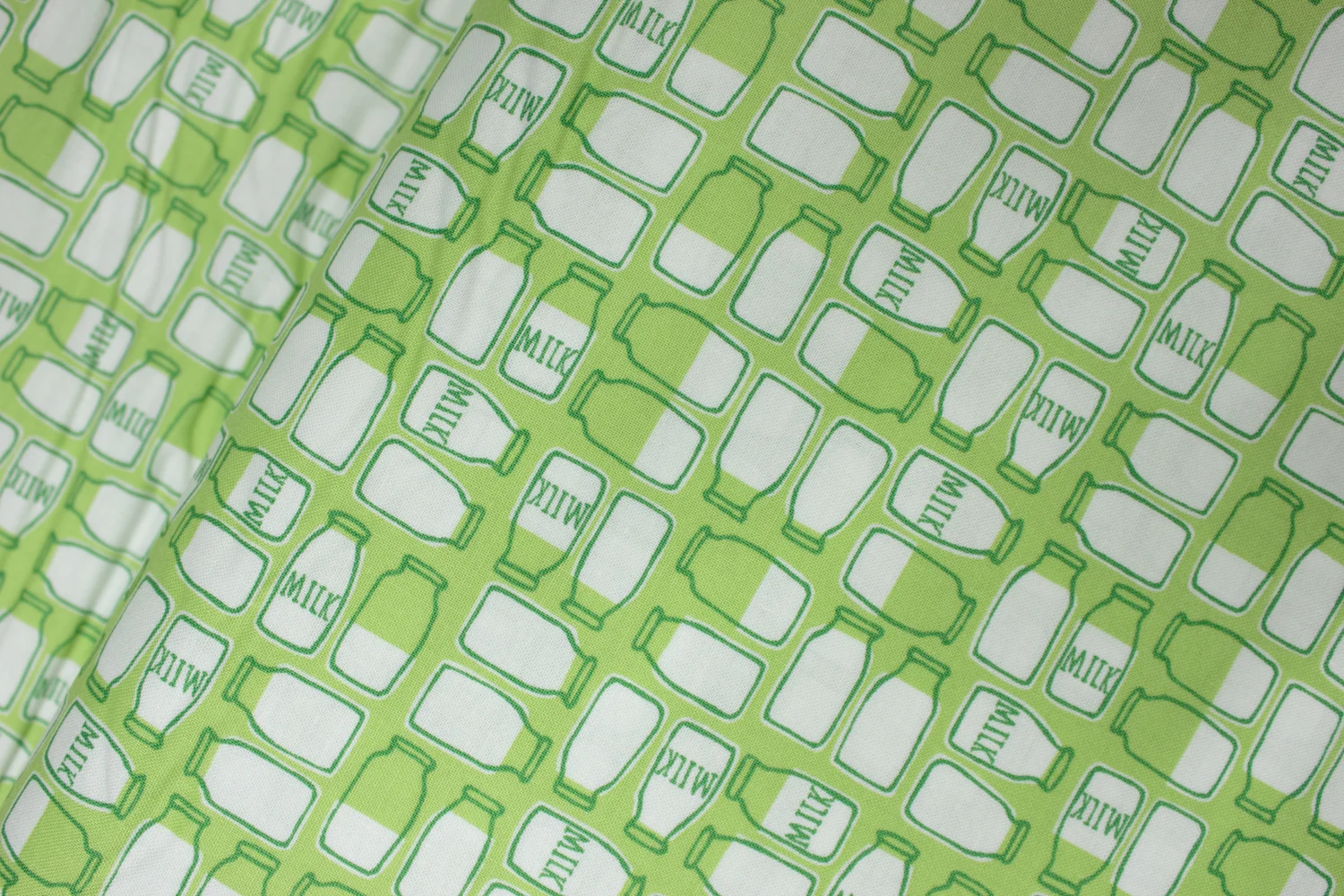 White Milk Bottles on Green: Farm Fun by Stacy Islet Hsu for Moda Fabrics