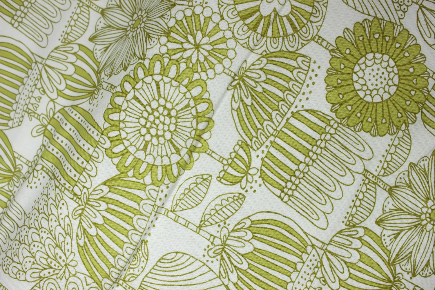 Chartreuse Whimsical Flowers: Just Another Walk in the Woods by Stacy Iest Hsu for Moda