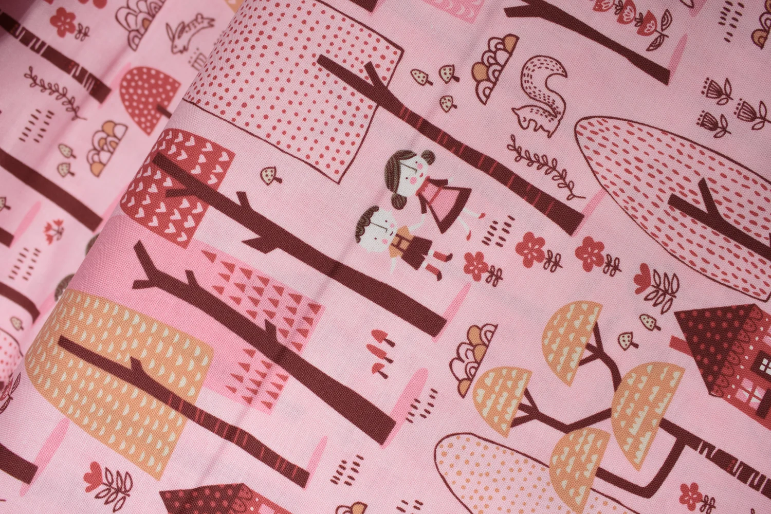 Children in the Woods on Pink: Just Another Walk in the Woods by Stacy Iest Hsu for Moda