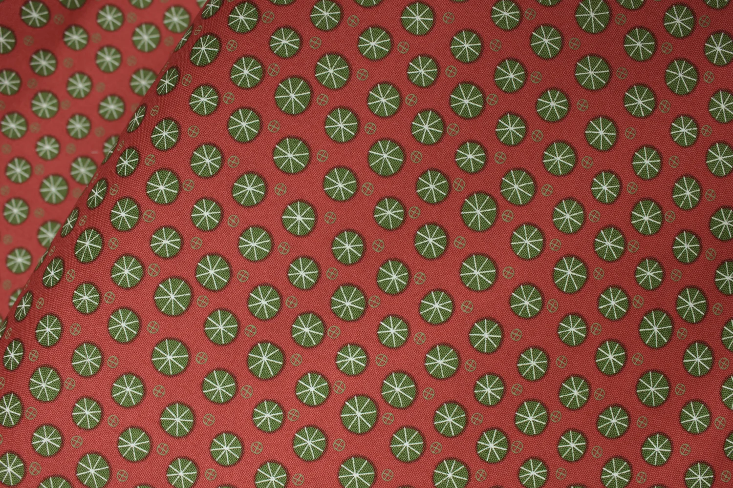 Green Circles on Red: Eat, Drink, And Be Ugly by Sandy Gervais for Moda