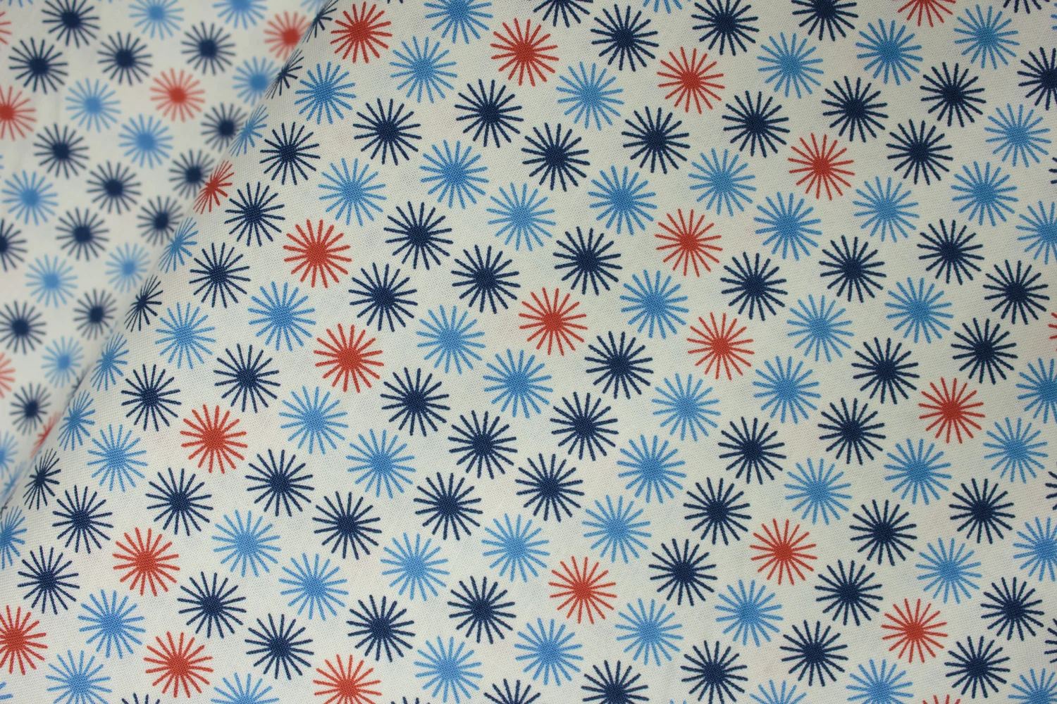 Blue, Navy, and Red Stars on Cream: Sunday Drive Prints by Pat Sloan for Moda