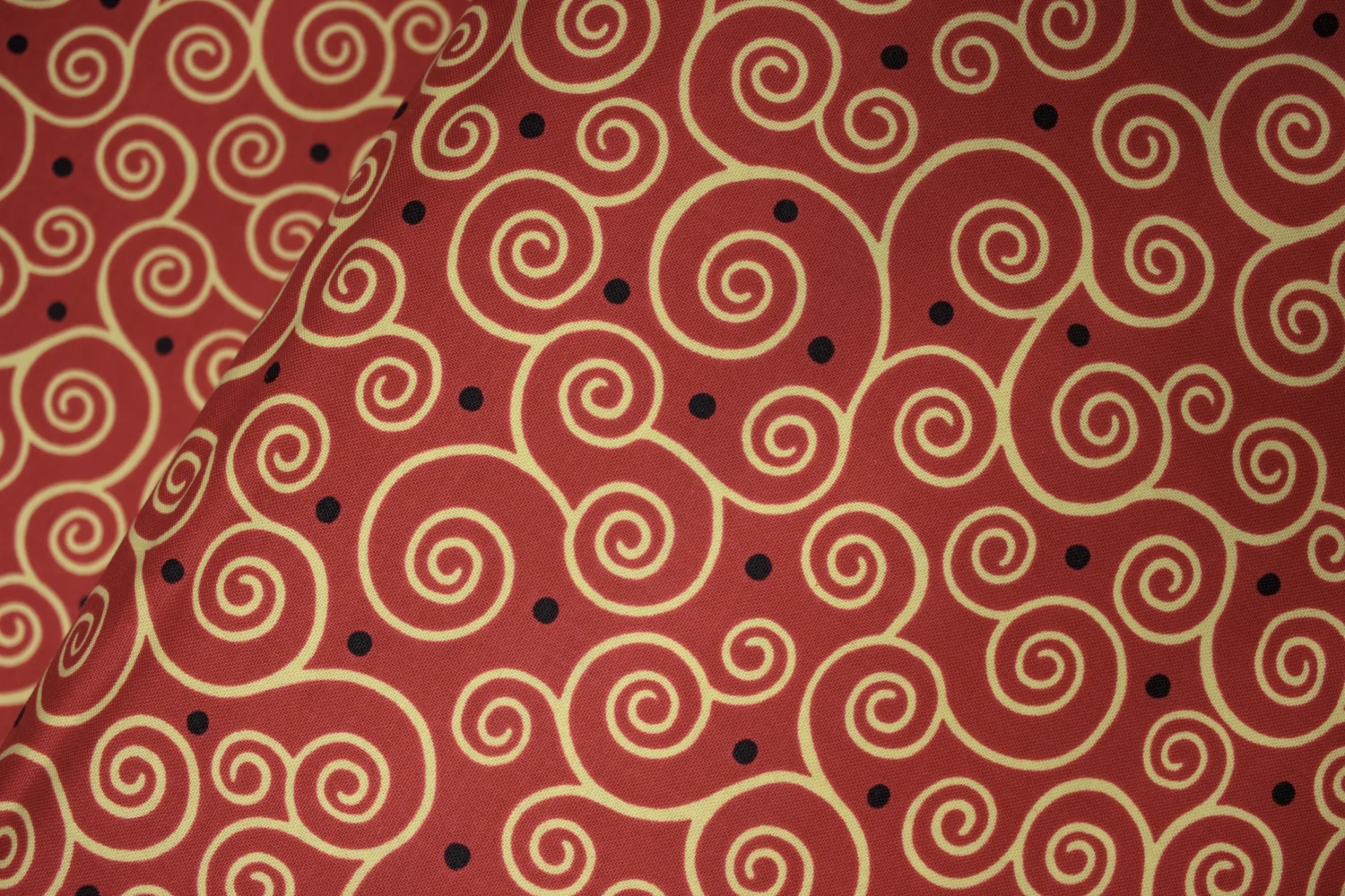Yellow Spirals on Red: ESME by June Bee for Ink and Arrow Fabrics