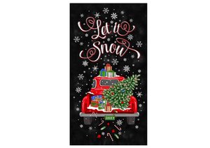 23" Fabric Panel Timeless Treasures Let It Snow Pickup Truck & Christmas Tree